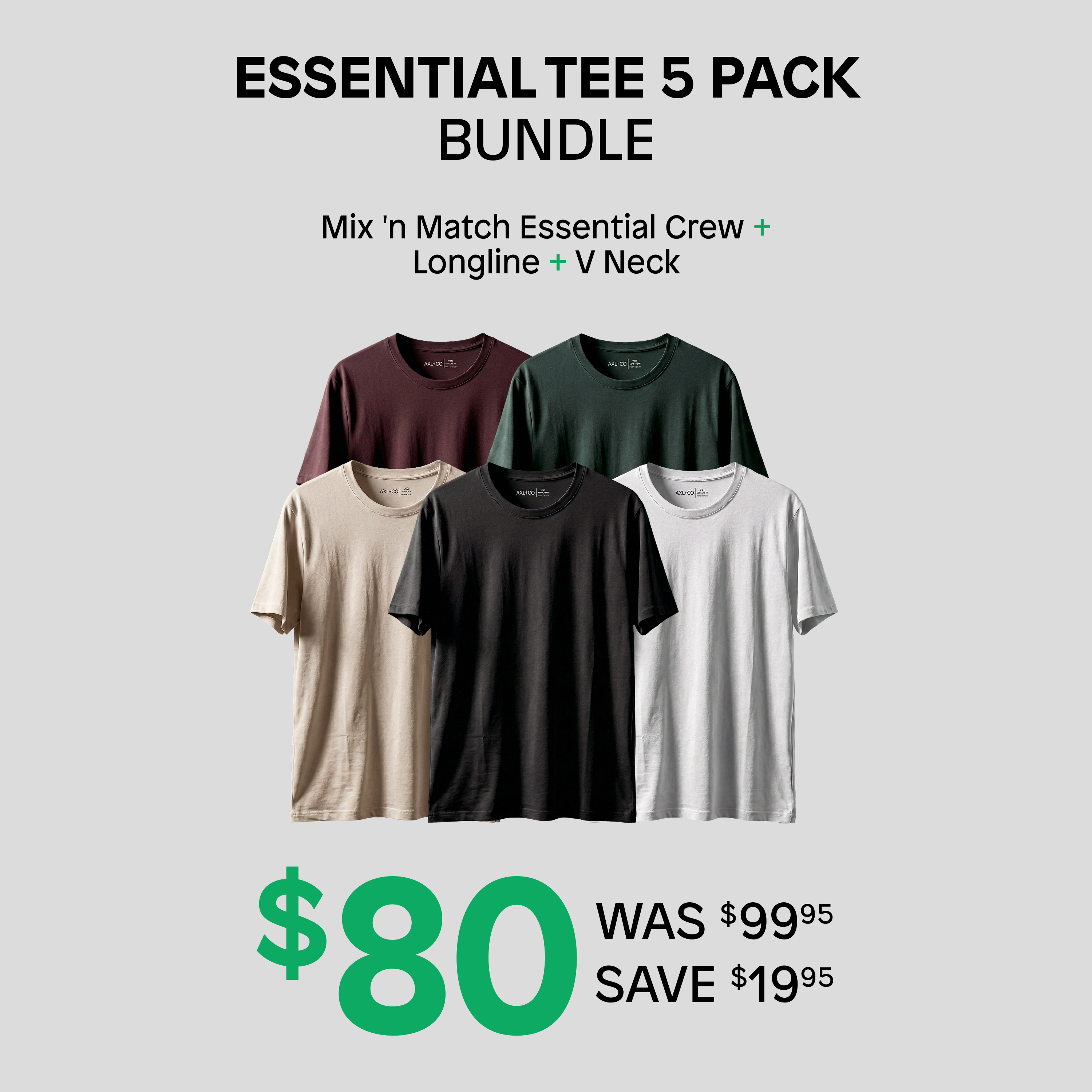 Essential Tees 5 Pack Bundle