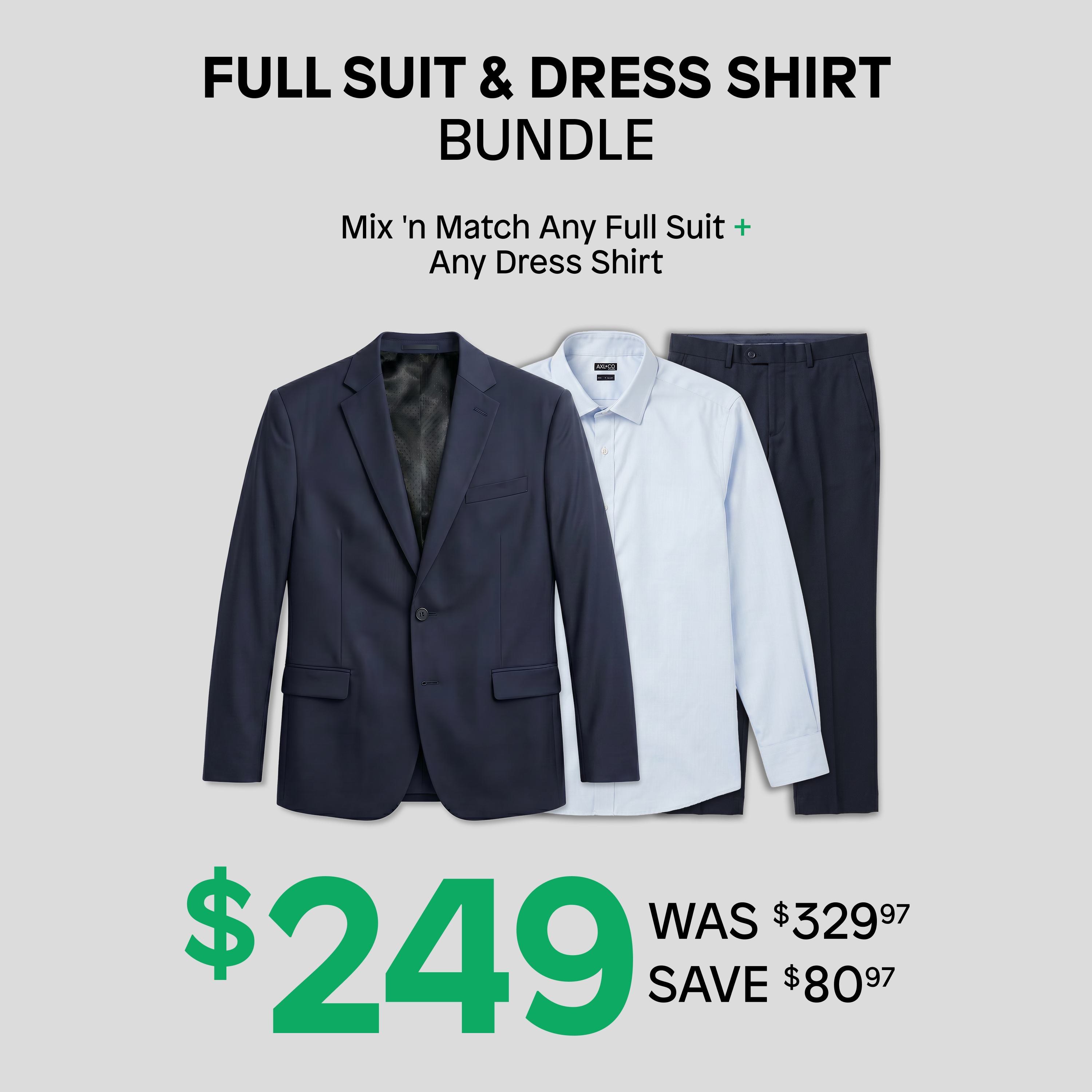  Full Suit & Dress Shirt Bundle 