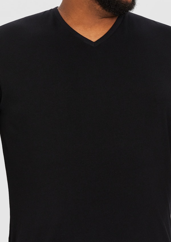 Black Essential V Neck T Shirt