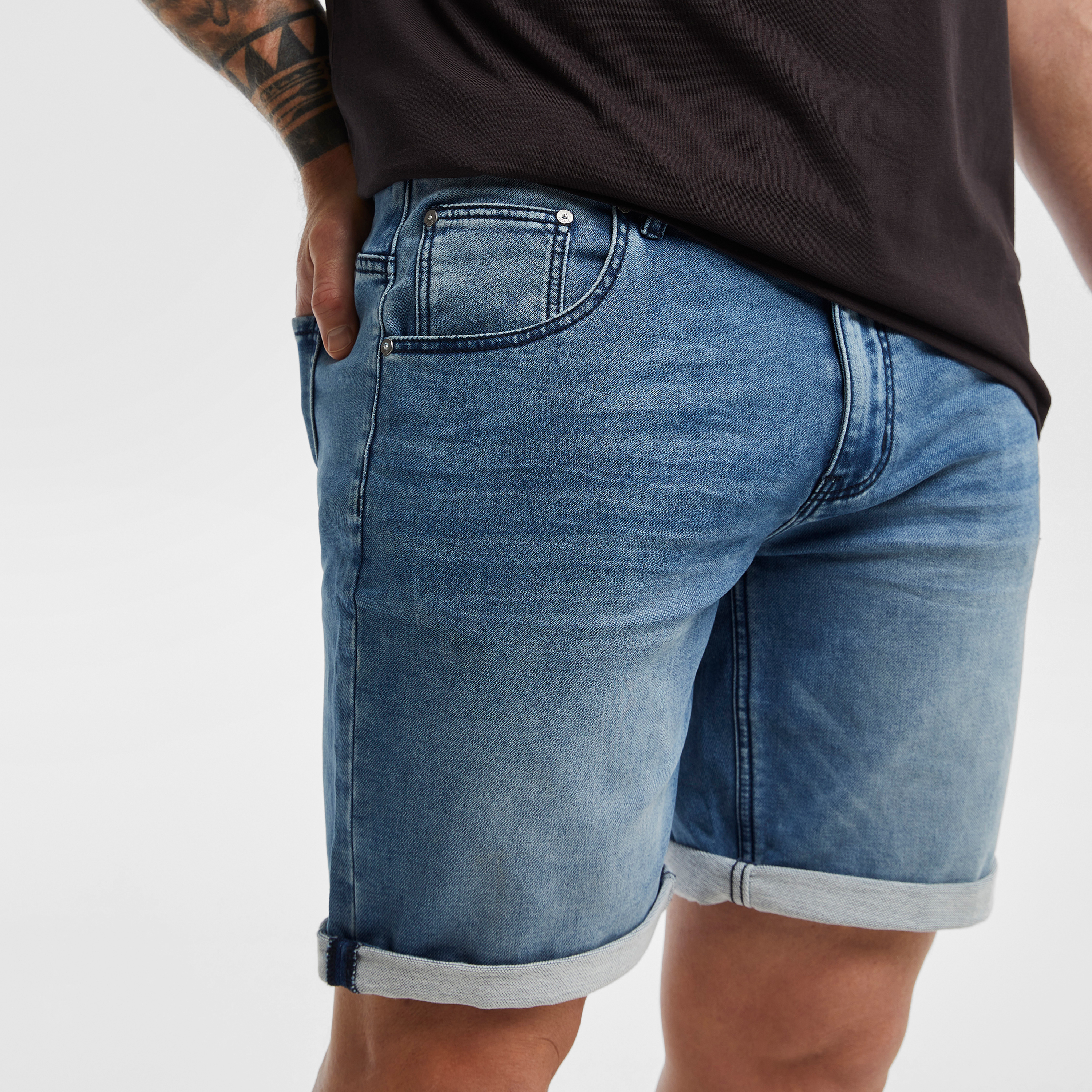 Blue Reed Stretch Denim Shorts