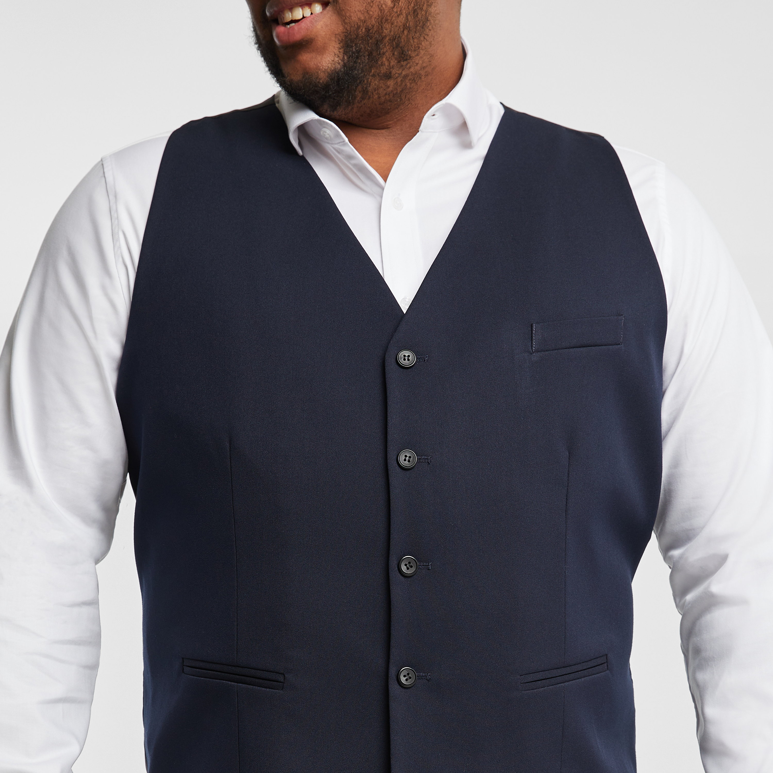 Navy Diamond Stretch Waistcoat