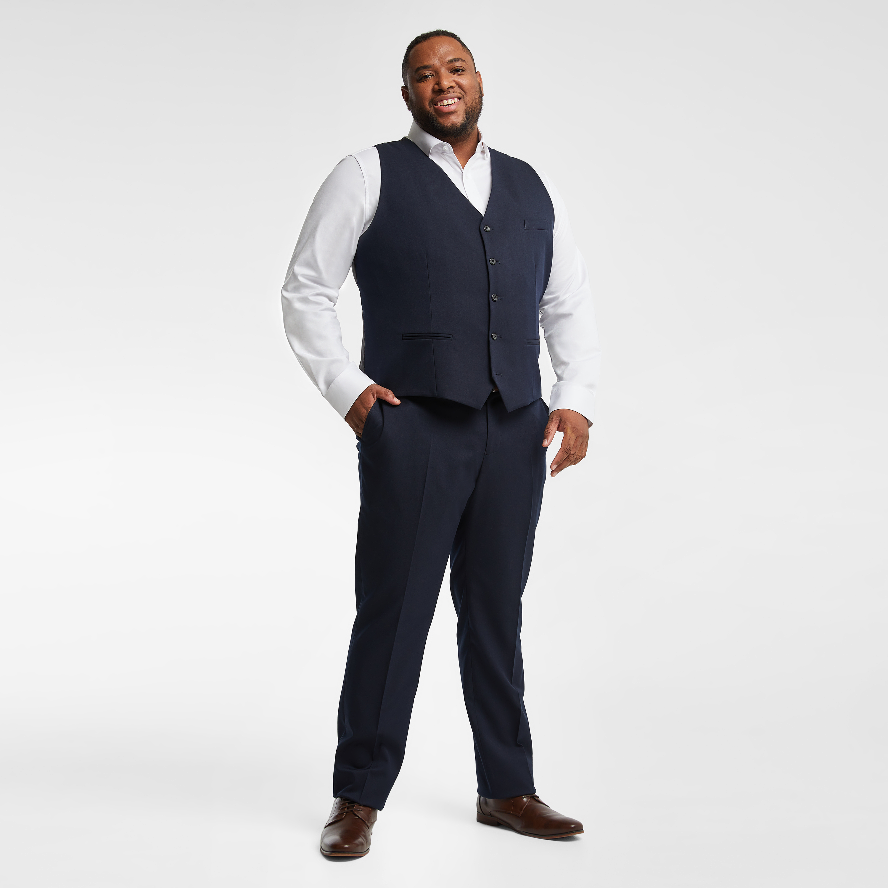 Navy Diamond Stretch Waistcoat