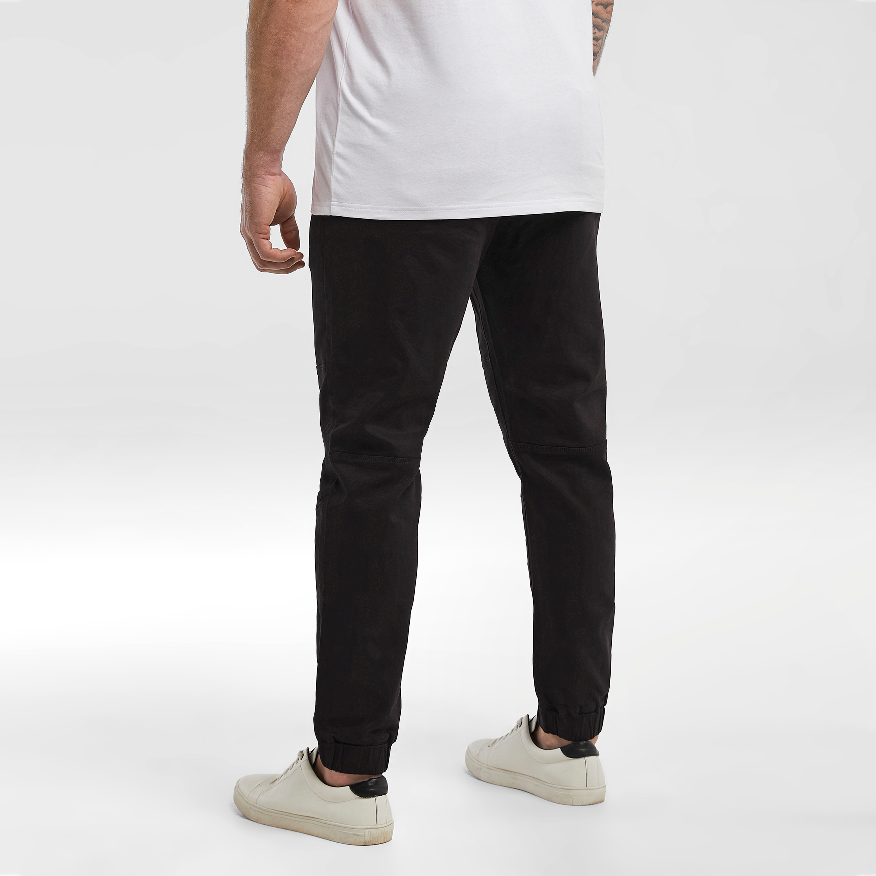 Black Colton Elastic Waist Cuffed Pants