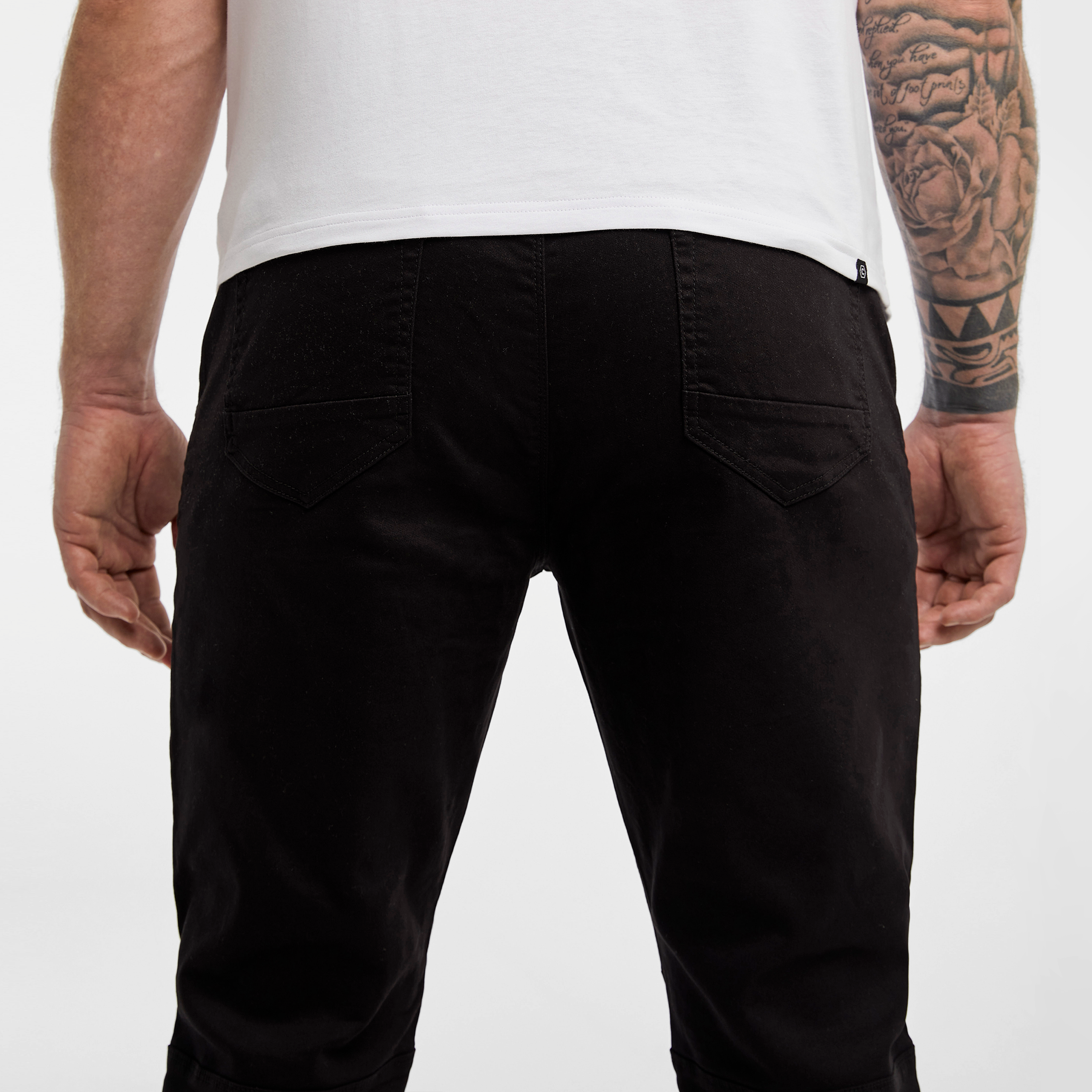 Black Colton Elastic Waist Cuffed Pants