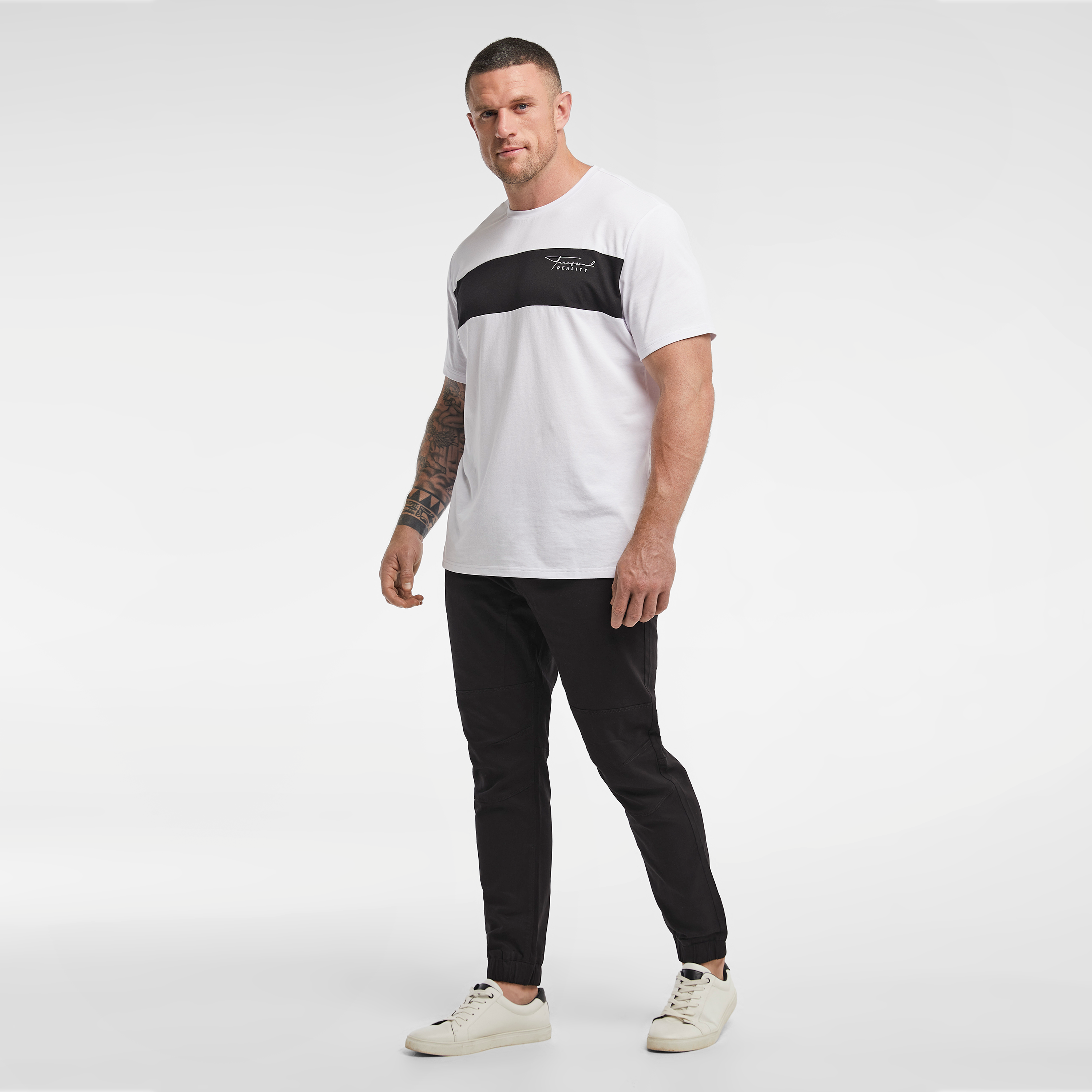 Black Colton Elastic Waist Cuffed Pants