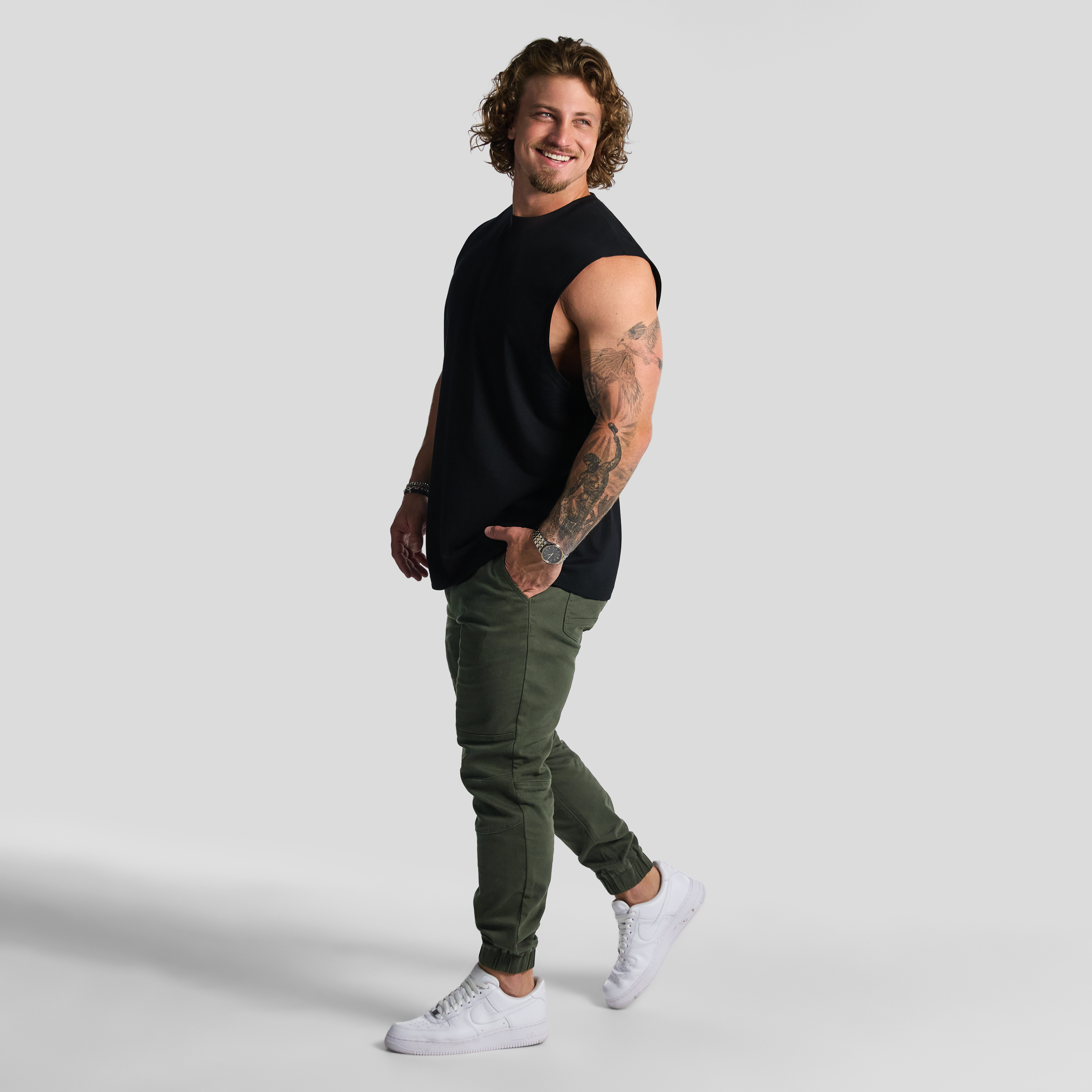 Military Colton Elastic Waist Cuffed Pants