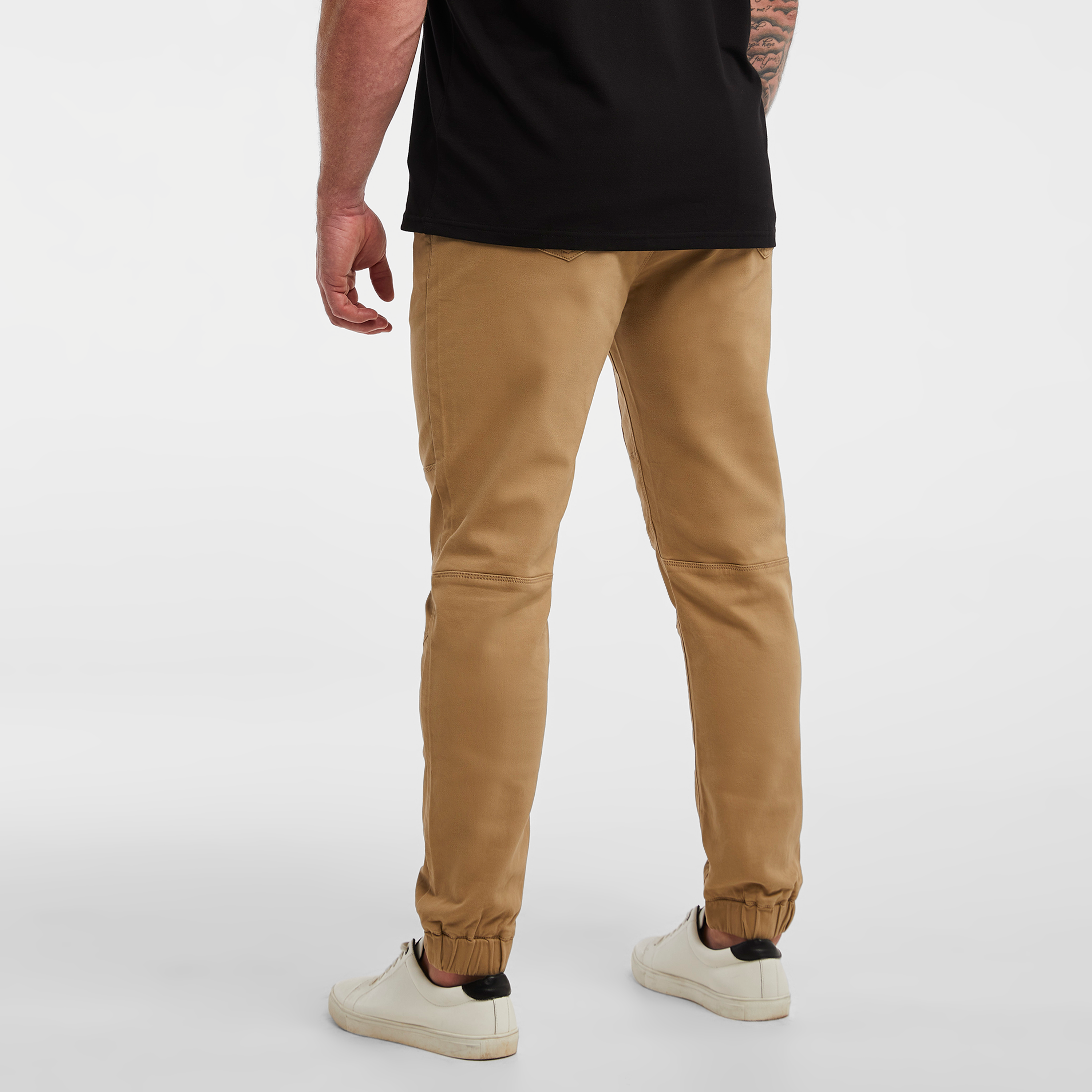Tobacco Colton Elastic Waist Cuffed Pants