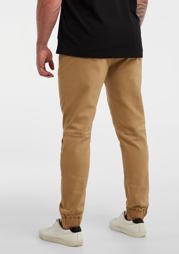 Tobacco Colton Elastic Waist Cuffed Pants