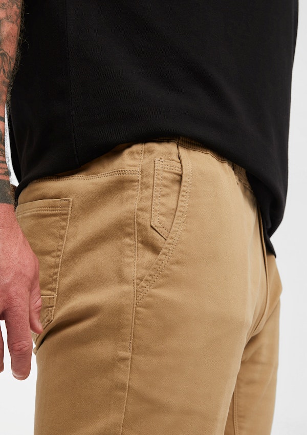 Tobacco Colton Elastic Waist Cuffed Pants