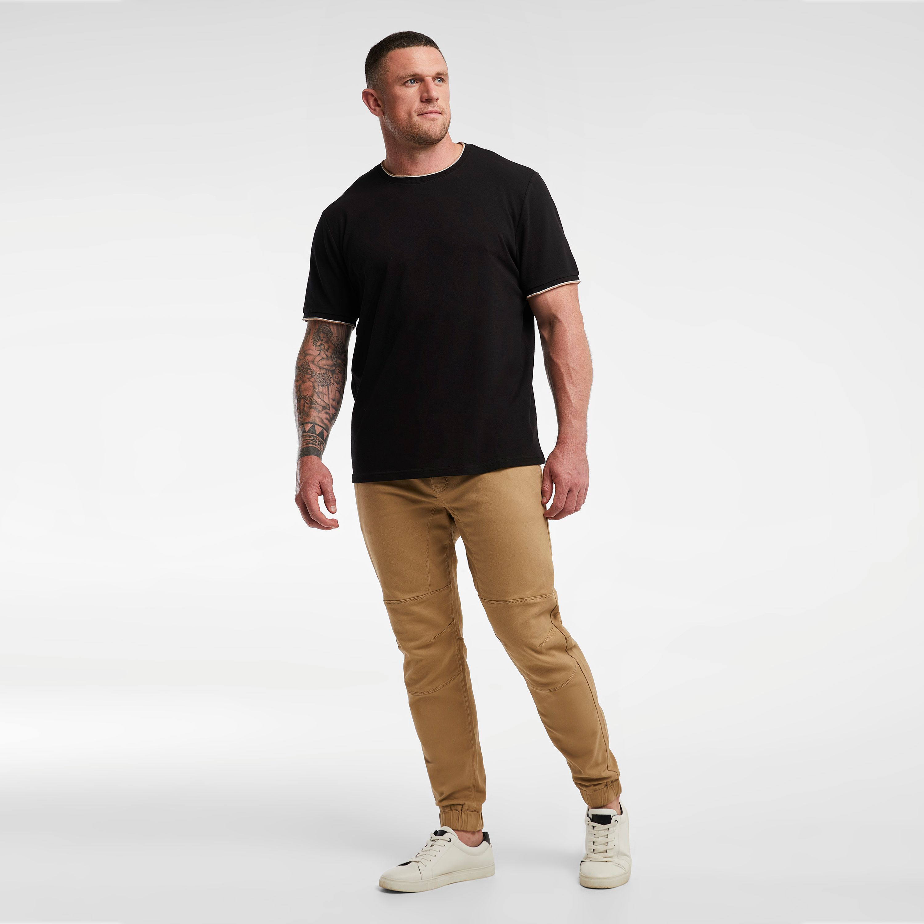 Tobacco Colton Elastic Waist Cuffed Pants