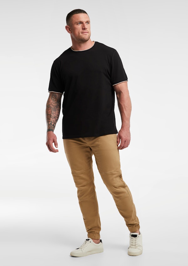 Tobacco Colton Elastic Waist Cuffed Pants