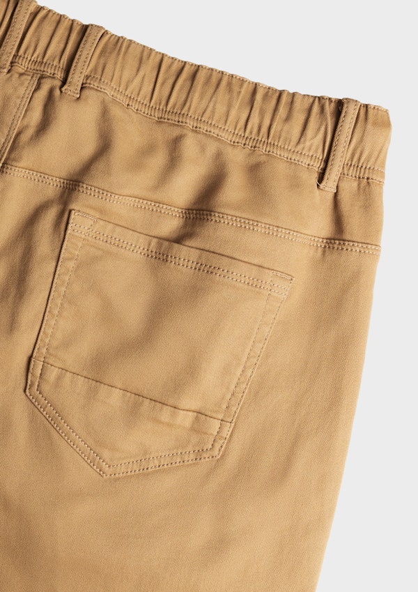 Tobacco Colton Elastic Waist Cuffed Pants