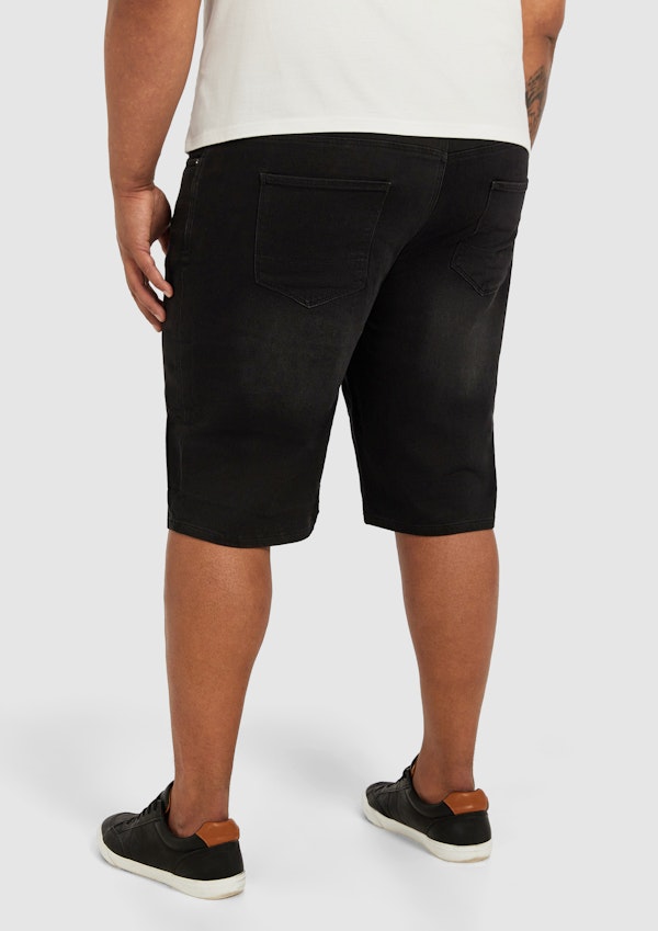 Black Rocco Stretch Denim Shorts