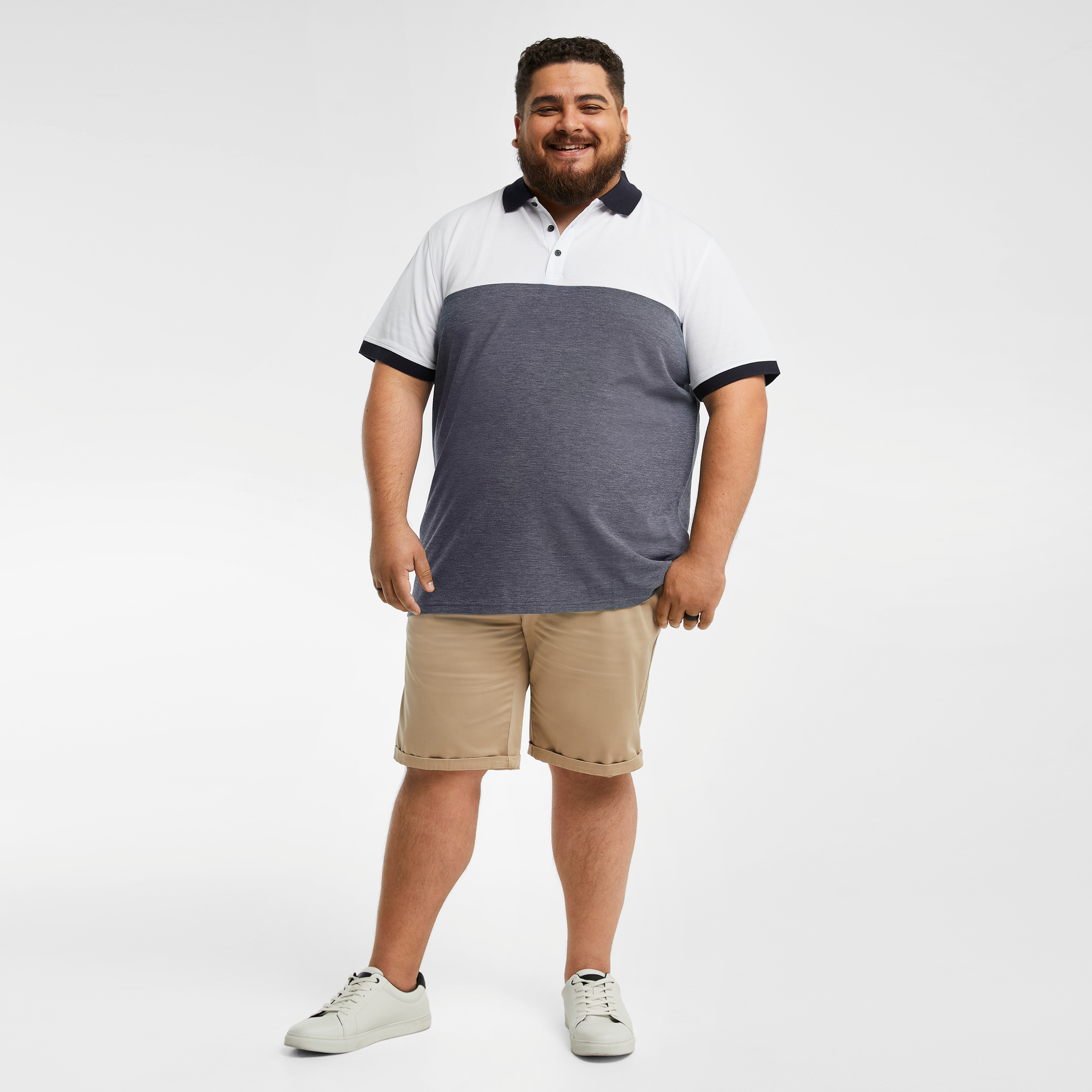 White Benson Colour Block Polo Shirt