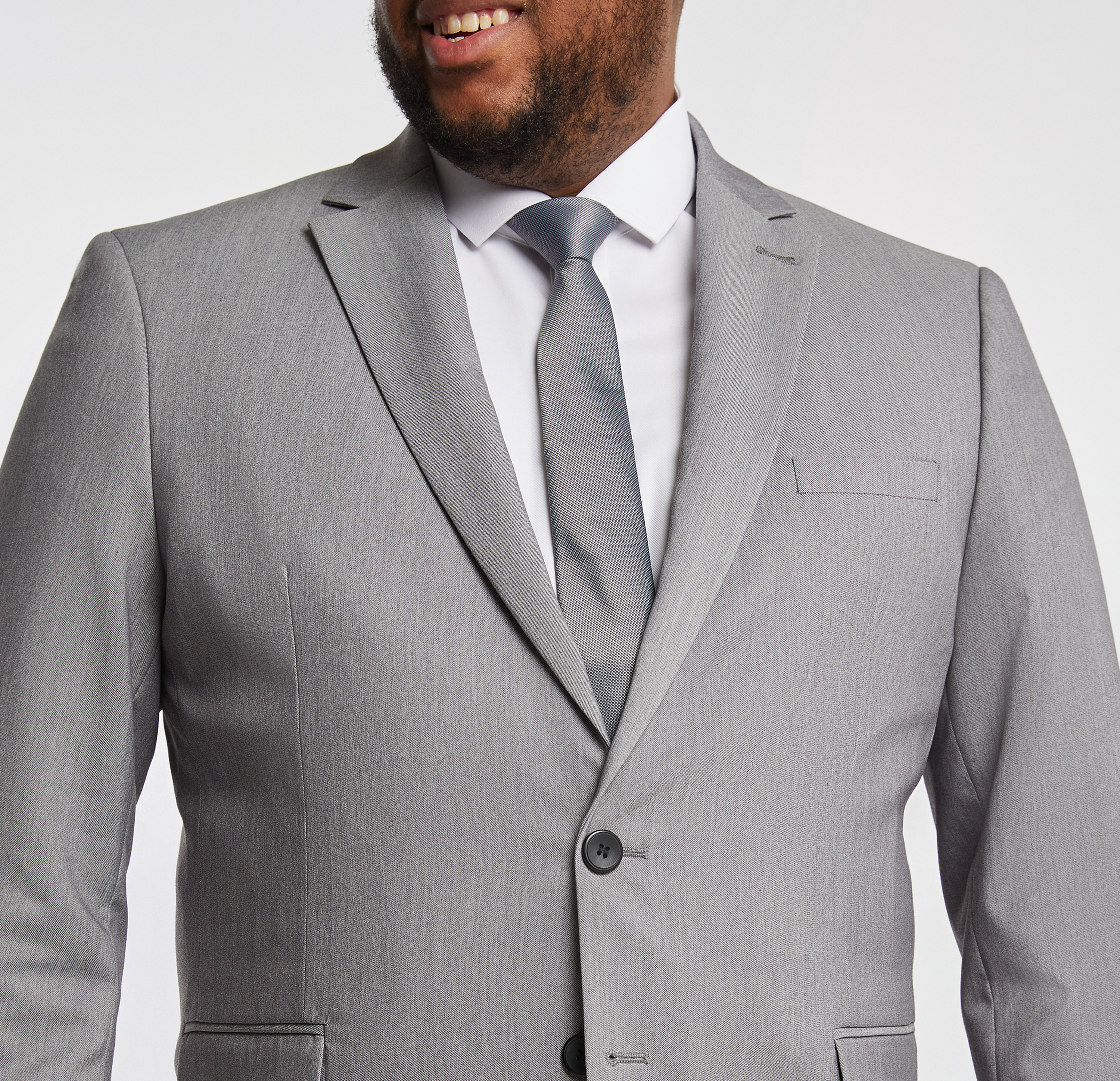 Light Grey Diamond Stretch Suit Jacket