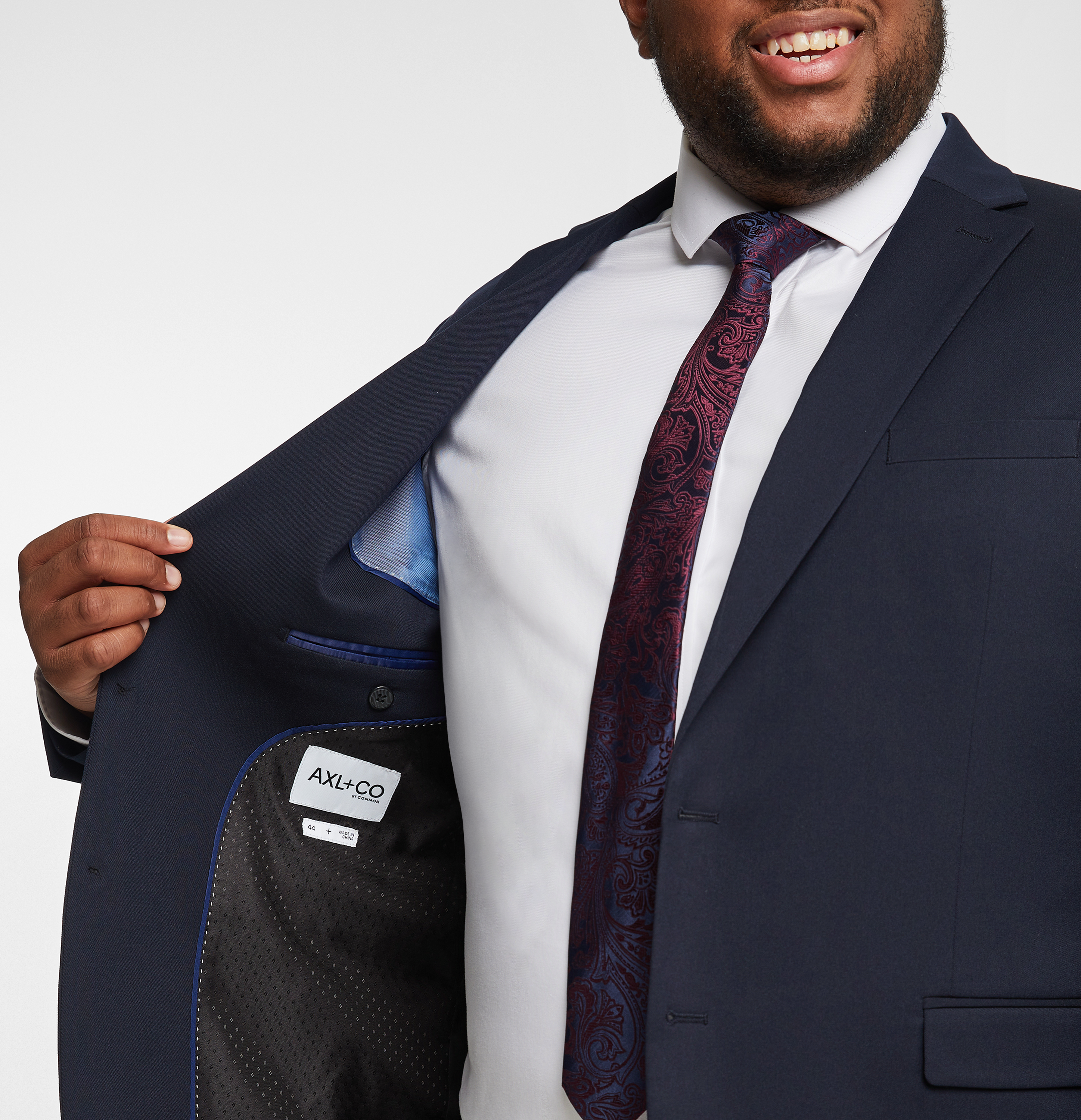 Navy Diamond Stretch Suit Jacket