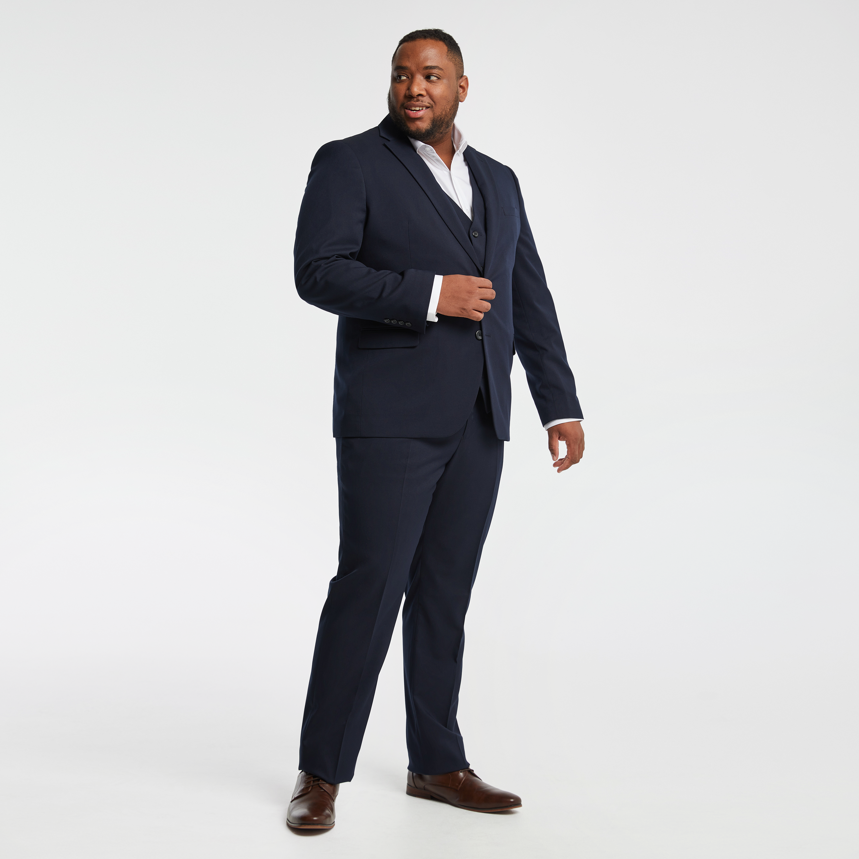 Navy Diamond Stretch Suit Jacket