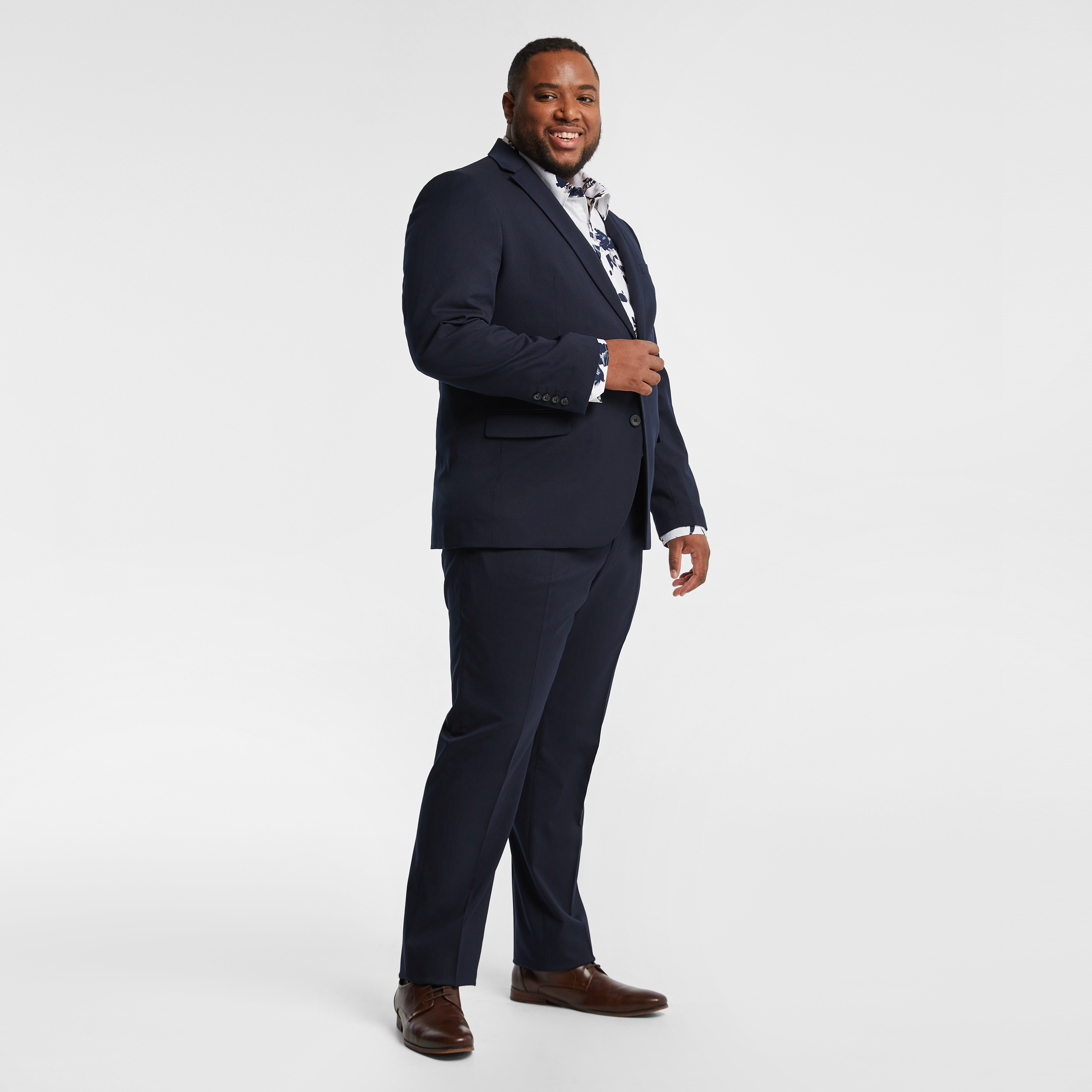 Navy Diamond Stretch Suit Jacket