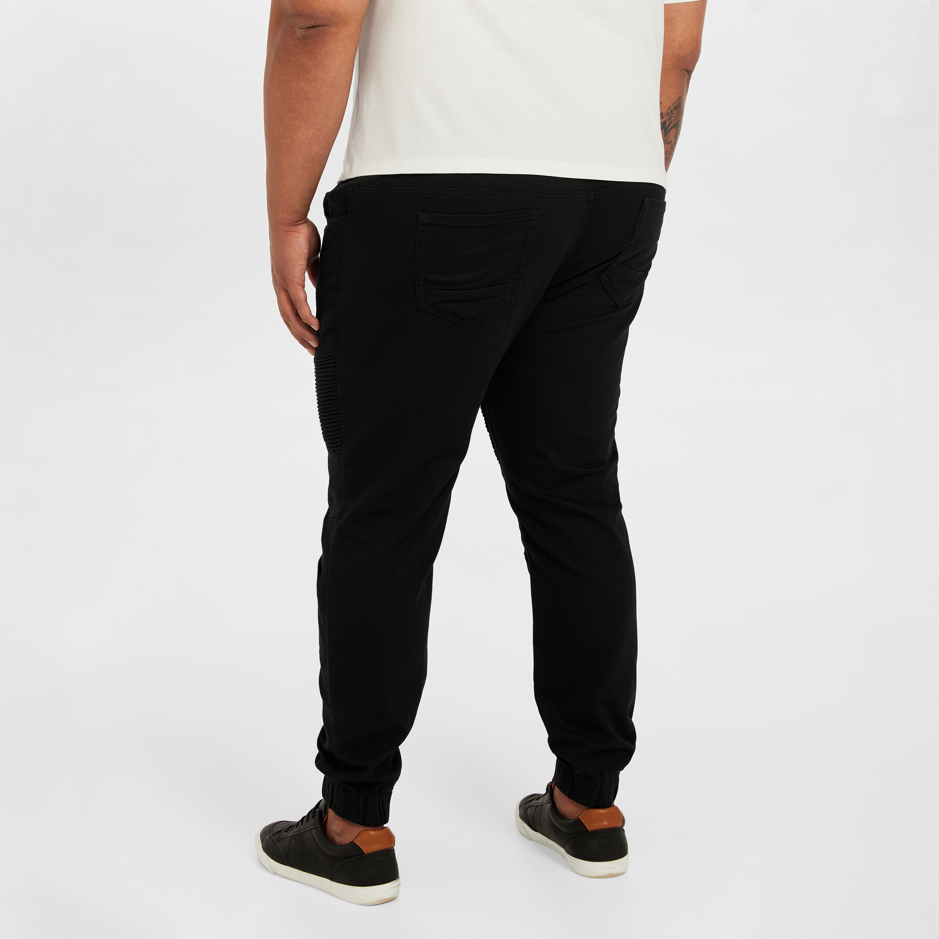 Black Cyber Stretch Cuffed Joggers