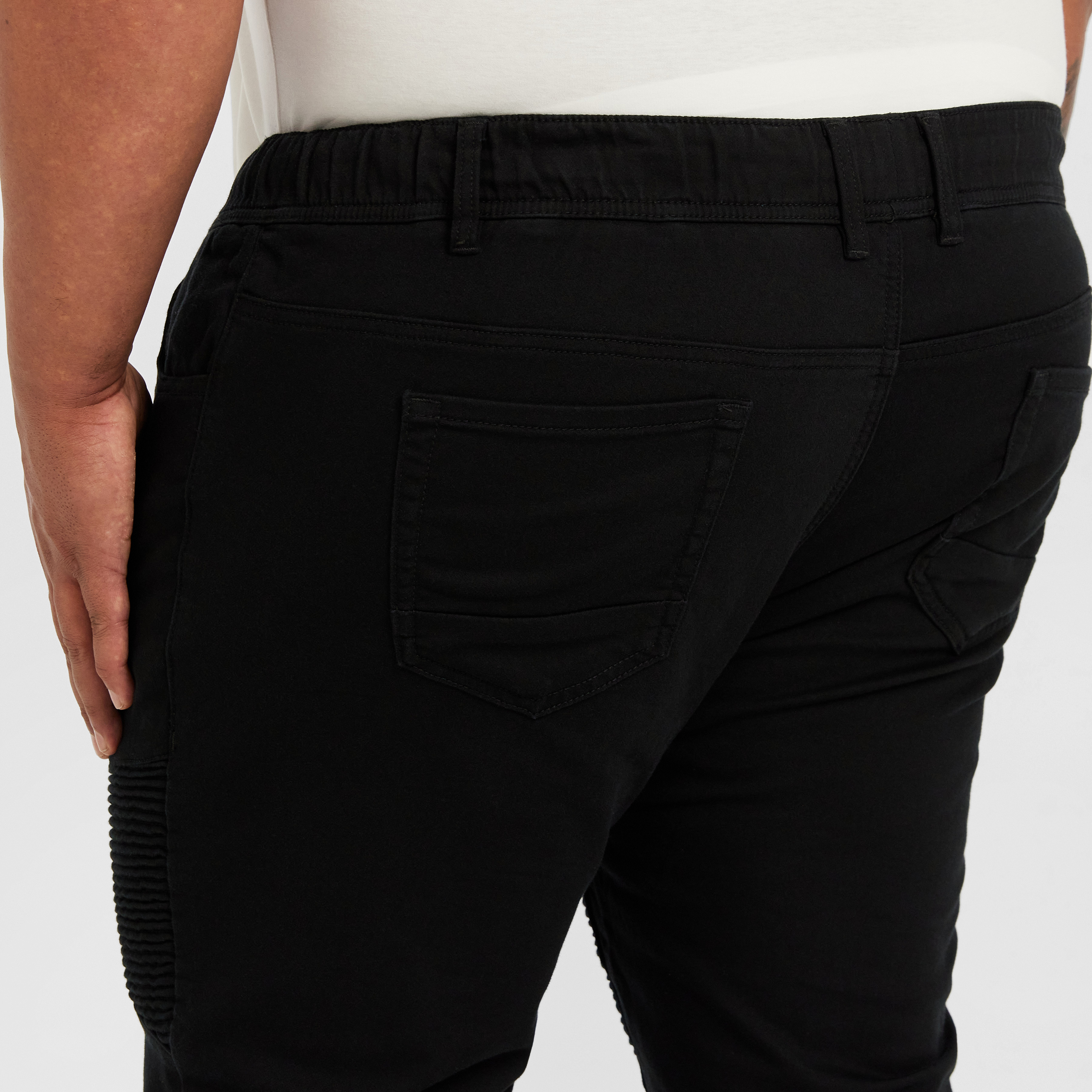 Black Cyber Stretch Cuffed Joggers
