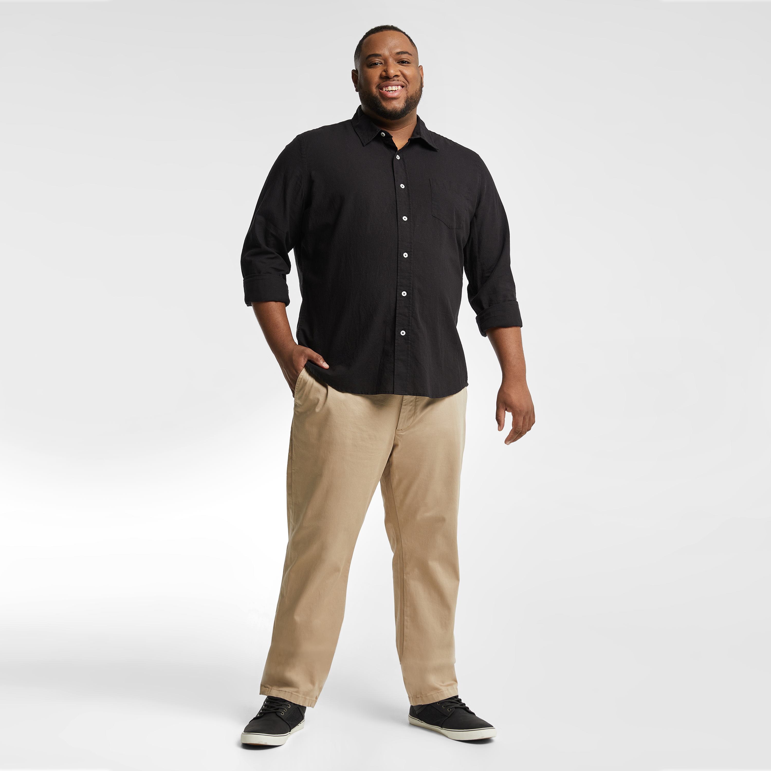 Black Albany Linen Blend Shirt