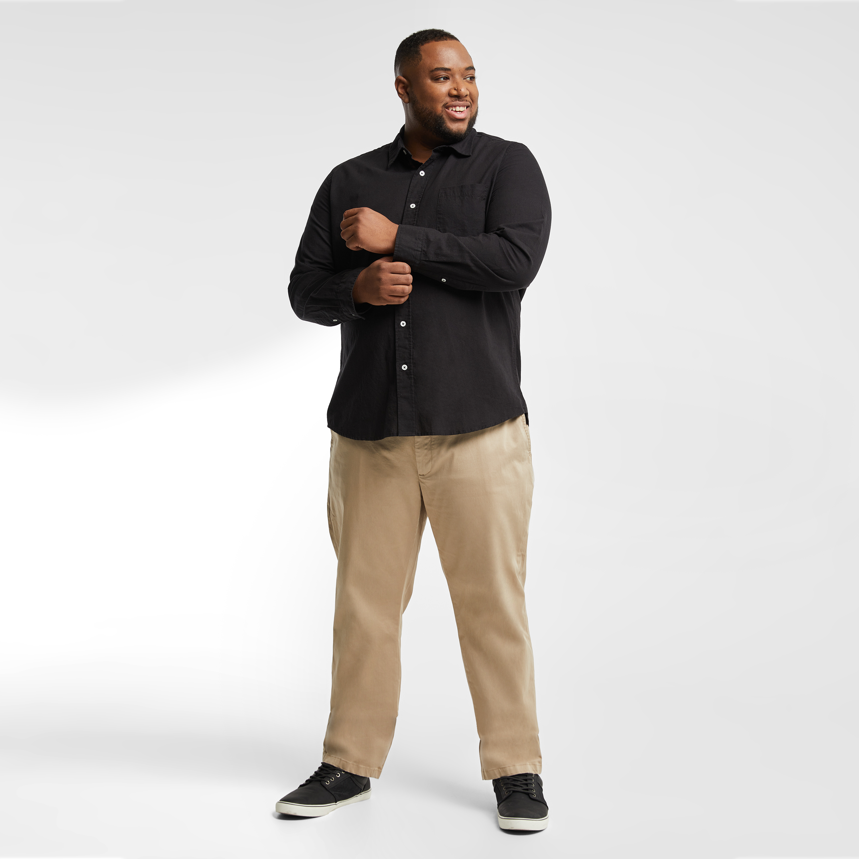 Black Albany Linen Blend Shirt