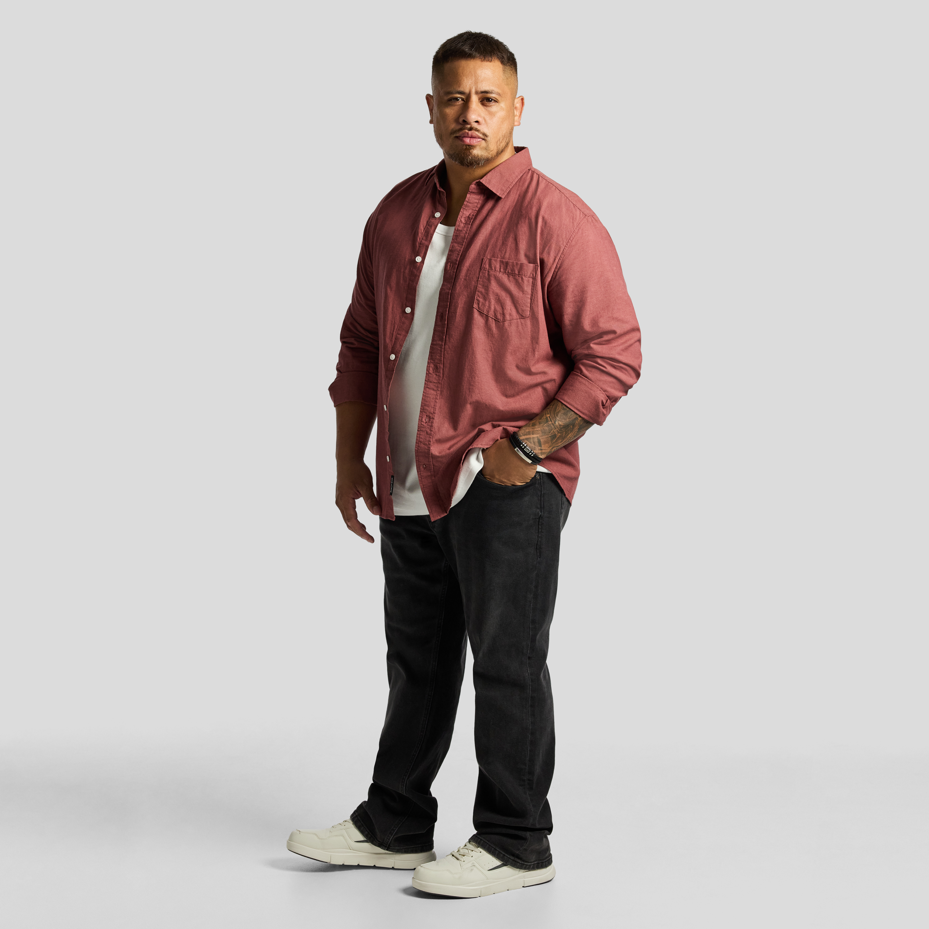 Rust Brown Albany Linen Blend Casual Shirt