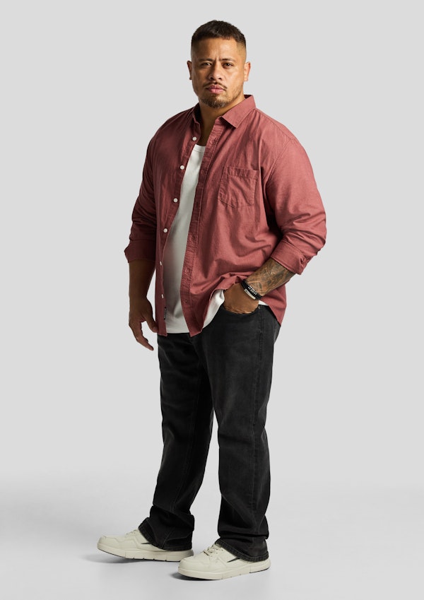 Rust Brown Albany Linen Blend Casual Shirt