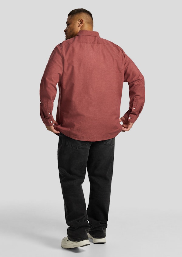 Rust Brown Albany Linen Blend Casual Shirt