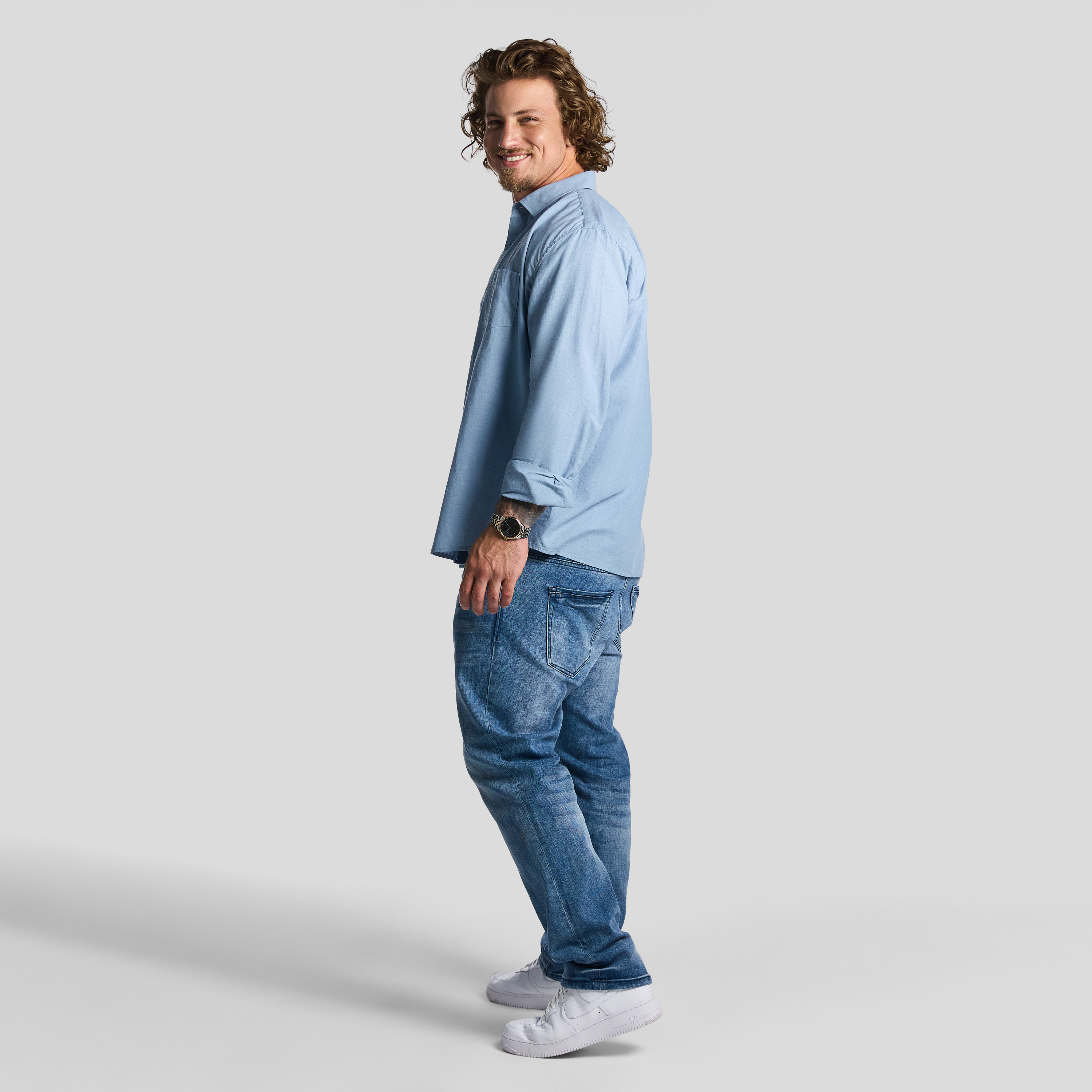 Sky Blue Albany Linen Blend Shirt