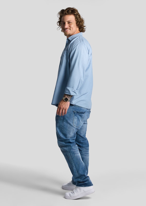 Sky Blue Albany Linen Blend Shirt