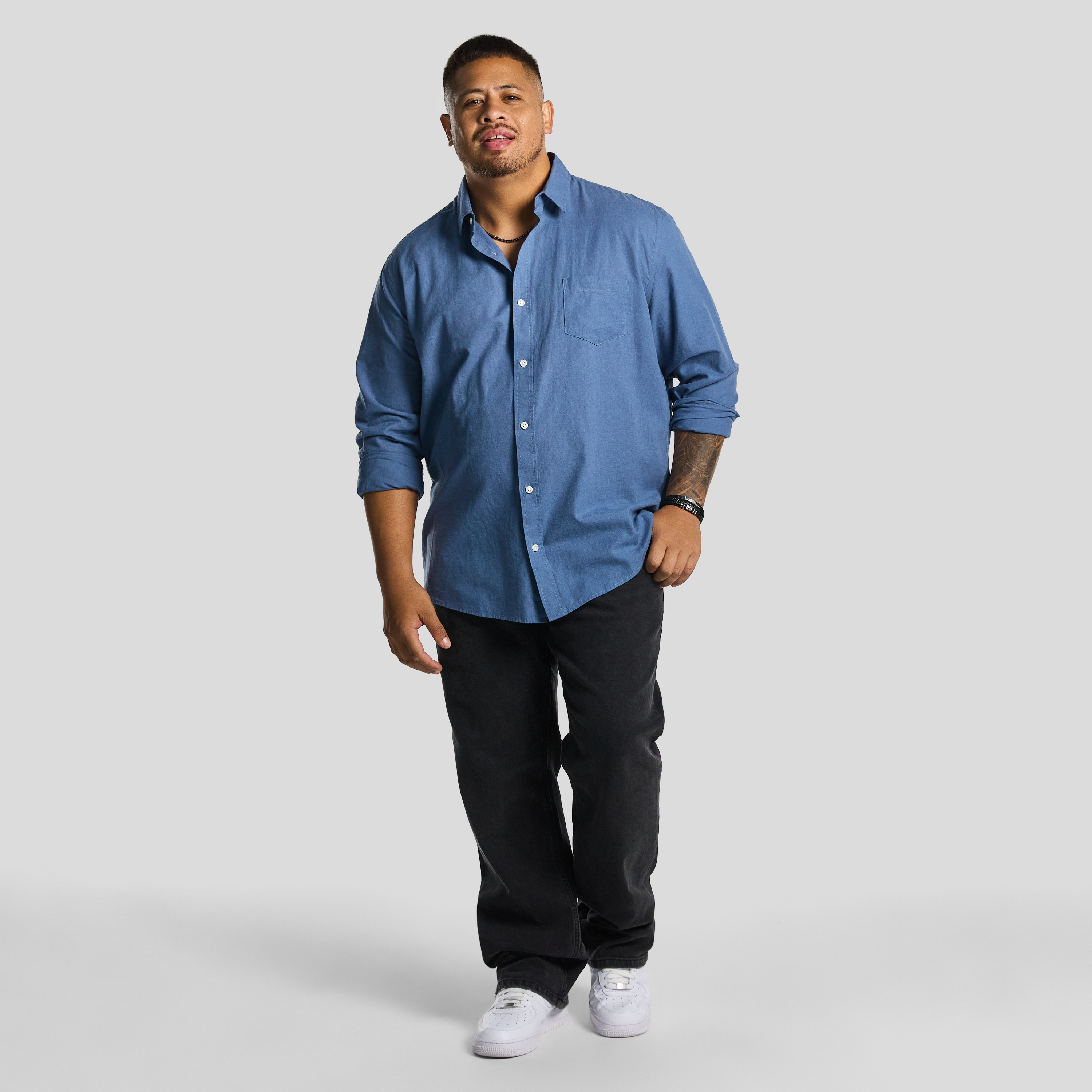 Steel Blue Albany Linen Blend Shirt