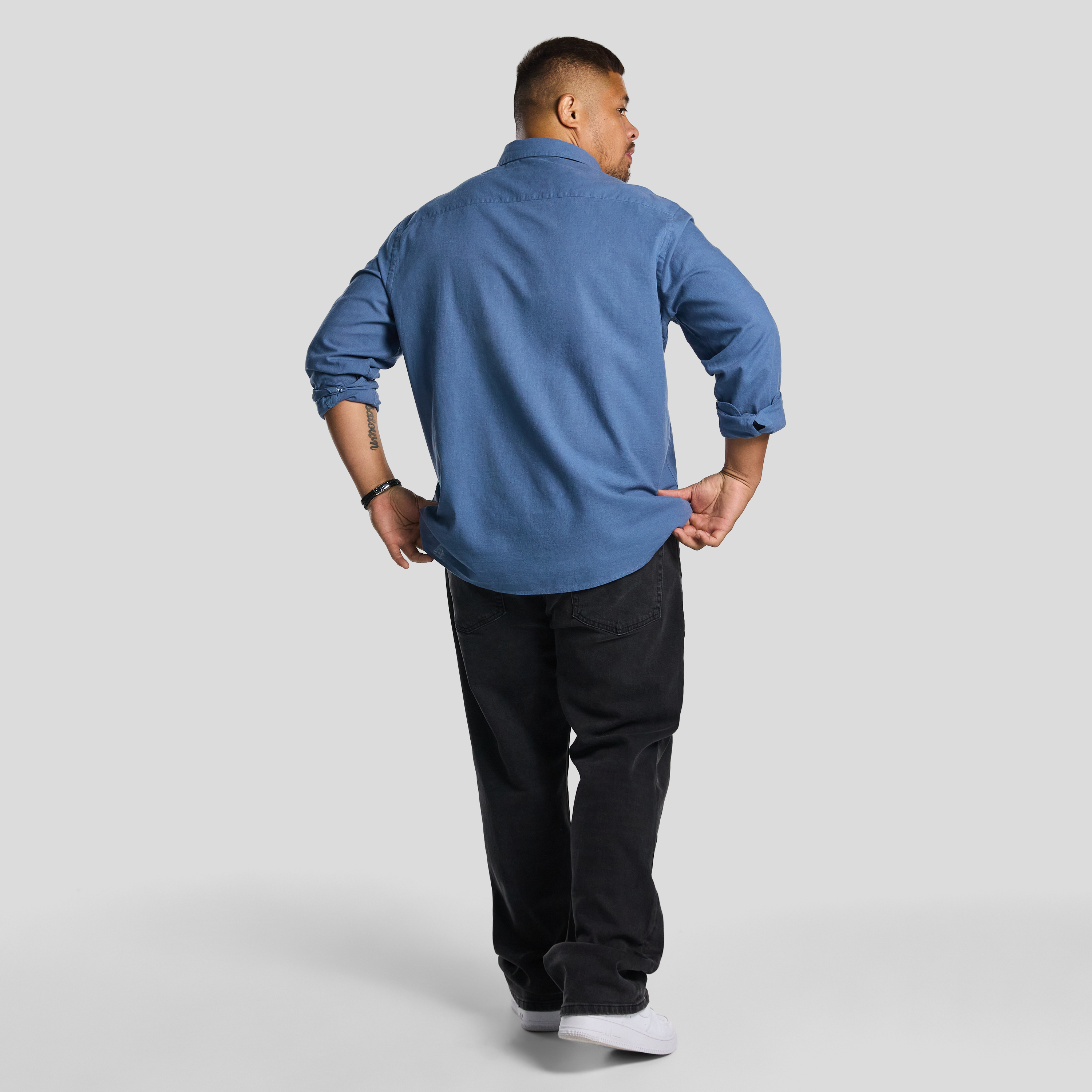 Steel Blue Albany Linen Blend Shirt