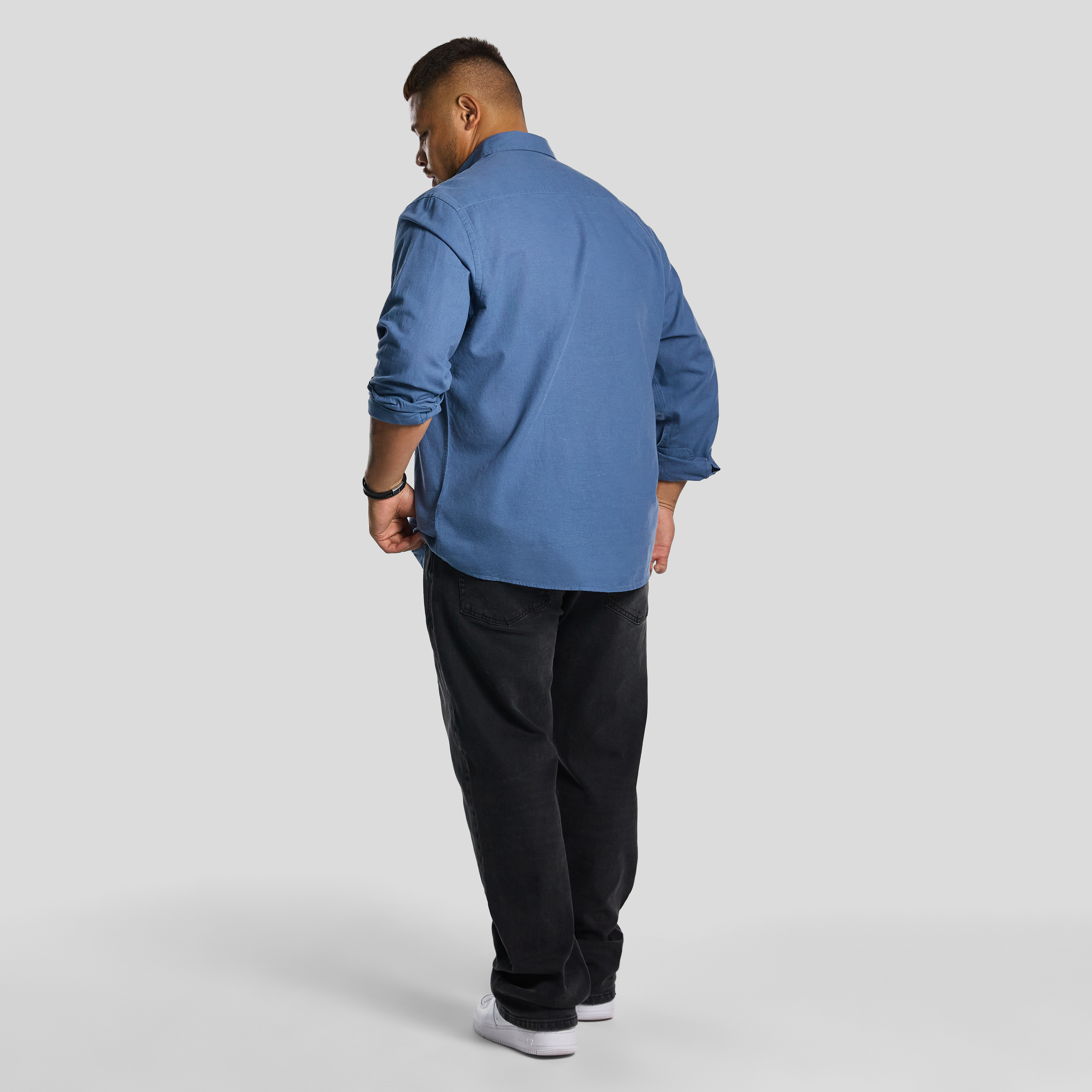 Steel Blue Albany Linen Blend Shirt