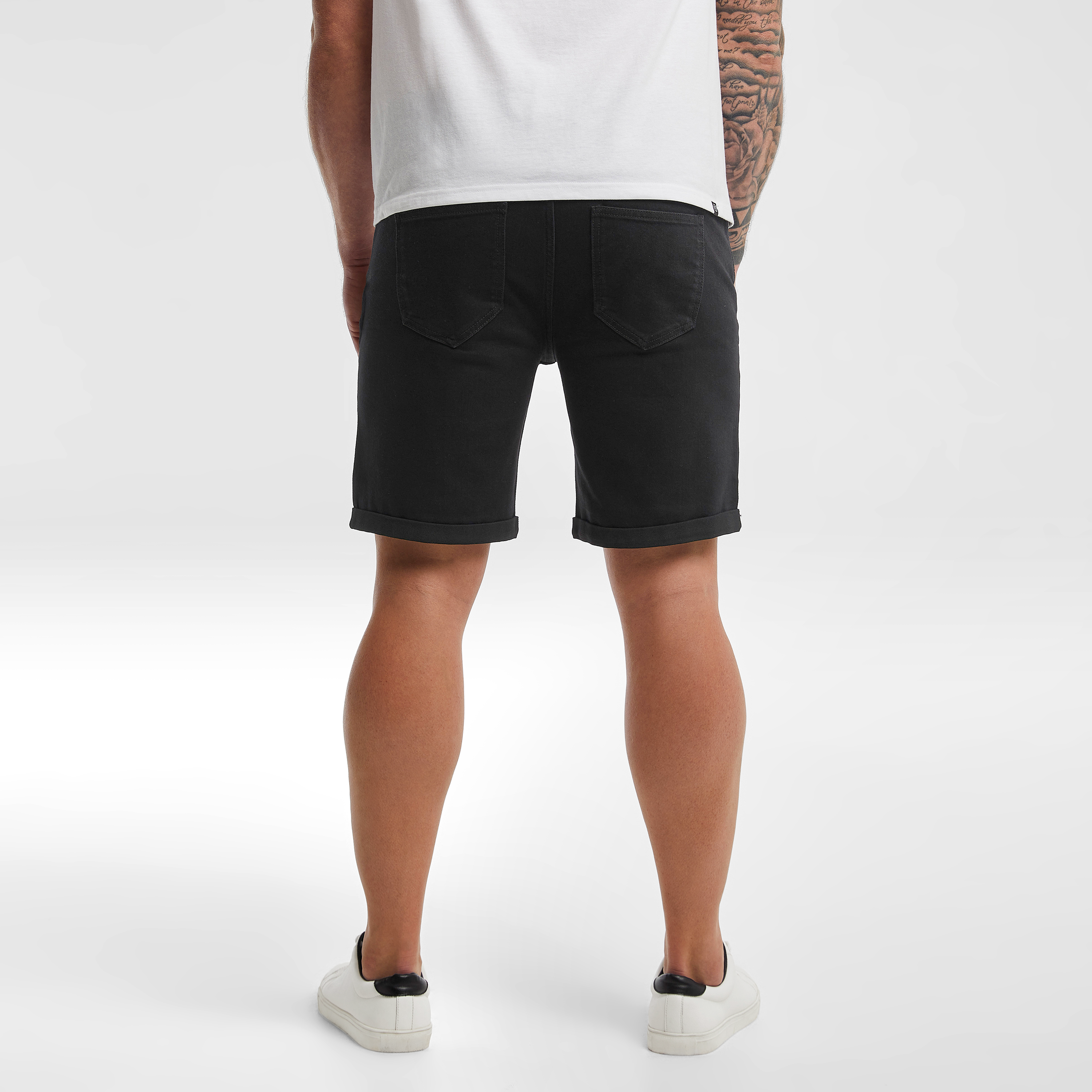 Black Zeb Ripped Denim Shorts