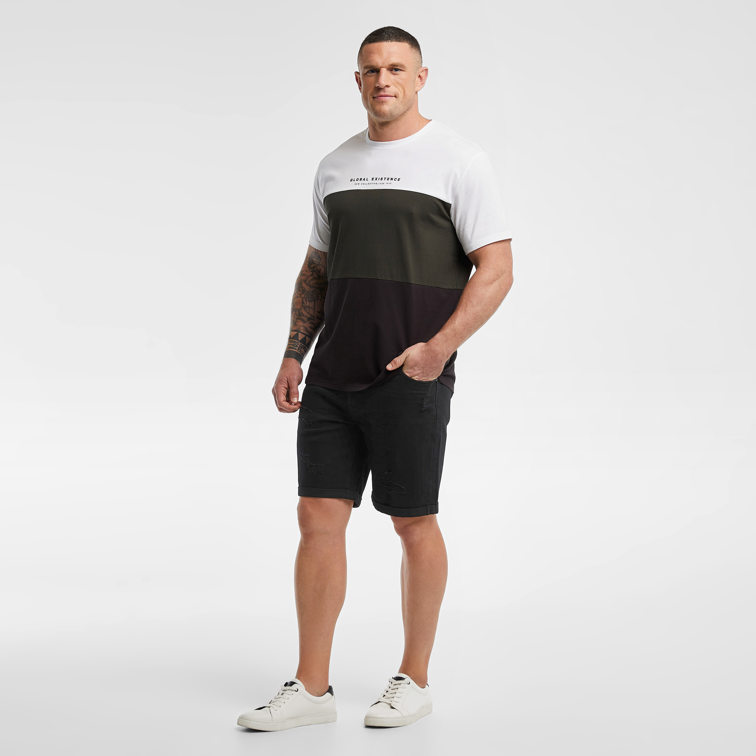 Black Zeb Ripped Denim Shorts