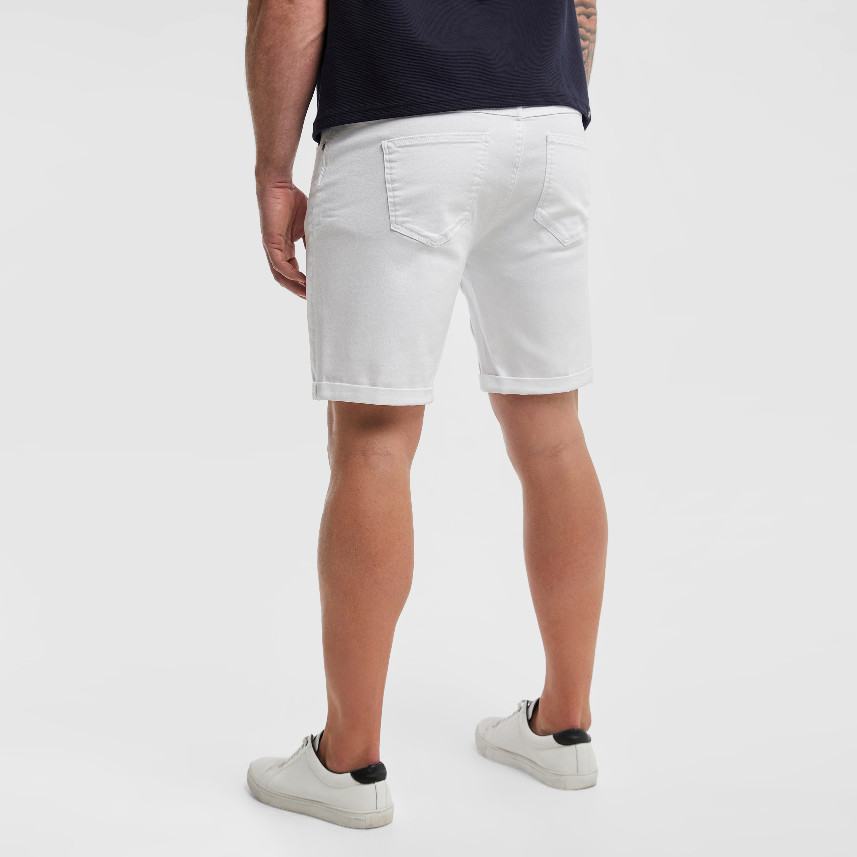 White Zeb Ripped Denim Shorts