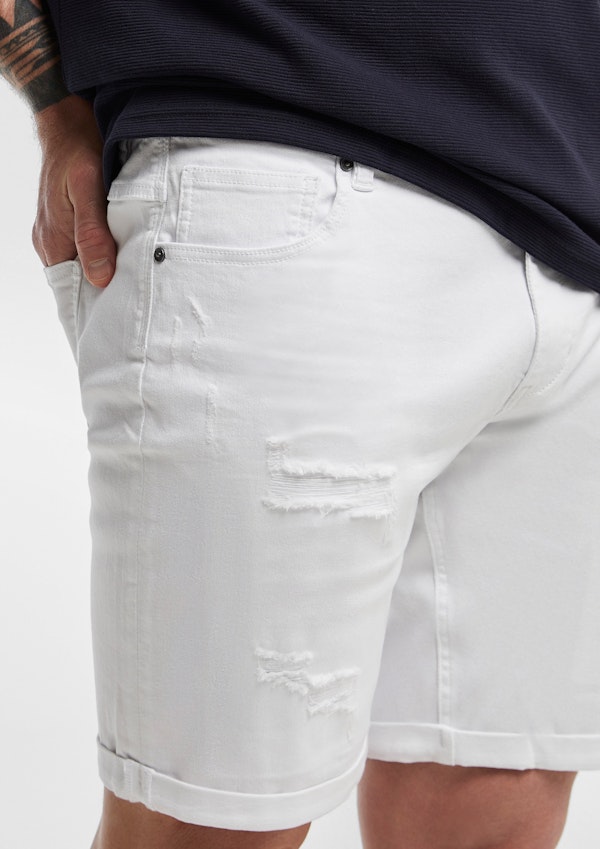 White Zeb Ripped Denim Shorts | AXL+CO by Connor White Zeb Ripped Denim Shorts | AXL+CO by Connor