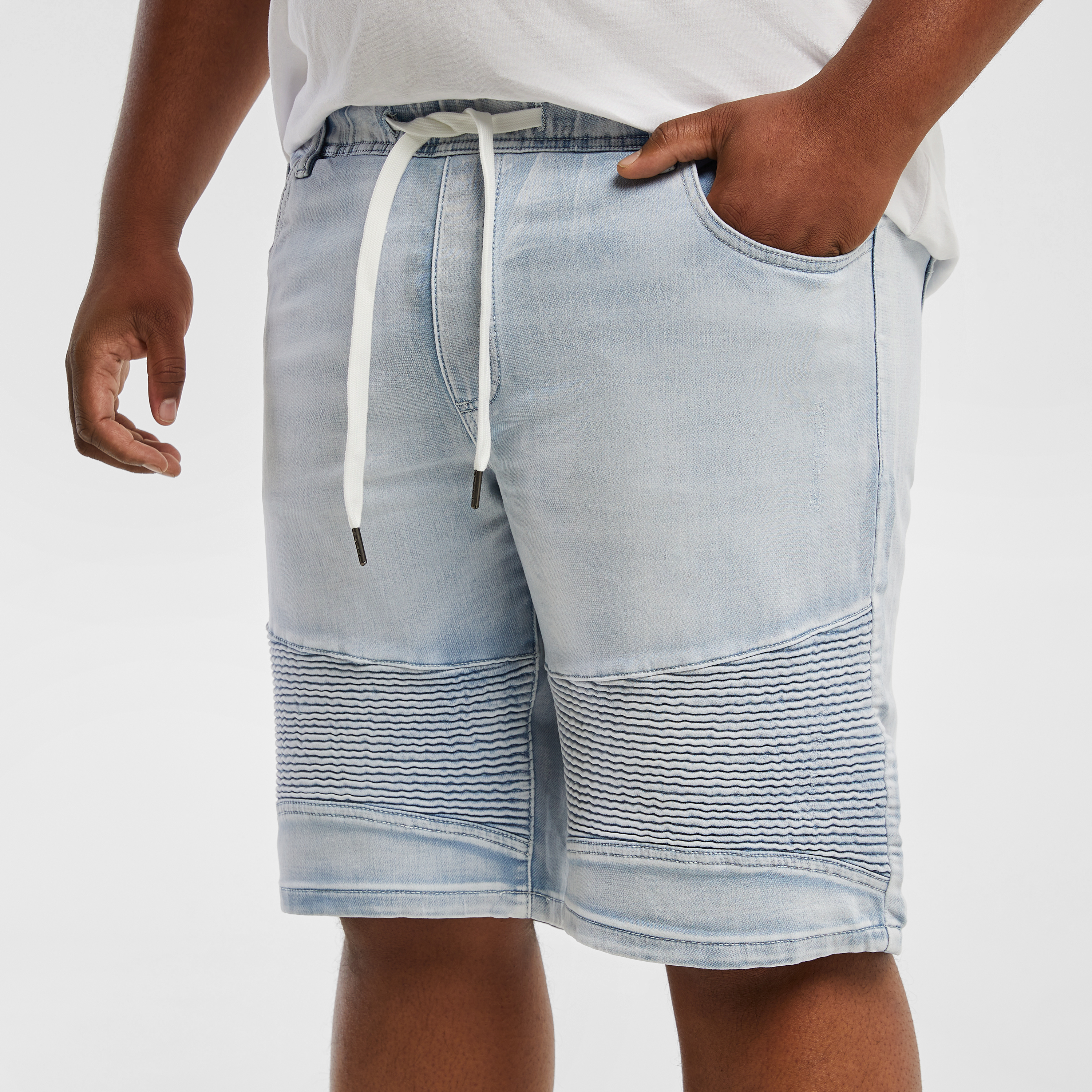 Light Blue Dion Elastic Waist Shorts