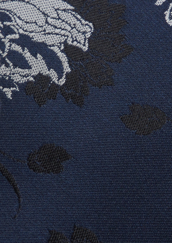 Navy Jacquard Floral 6 Cm Tie