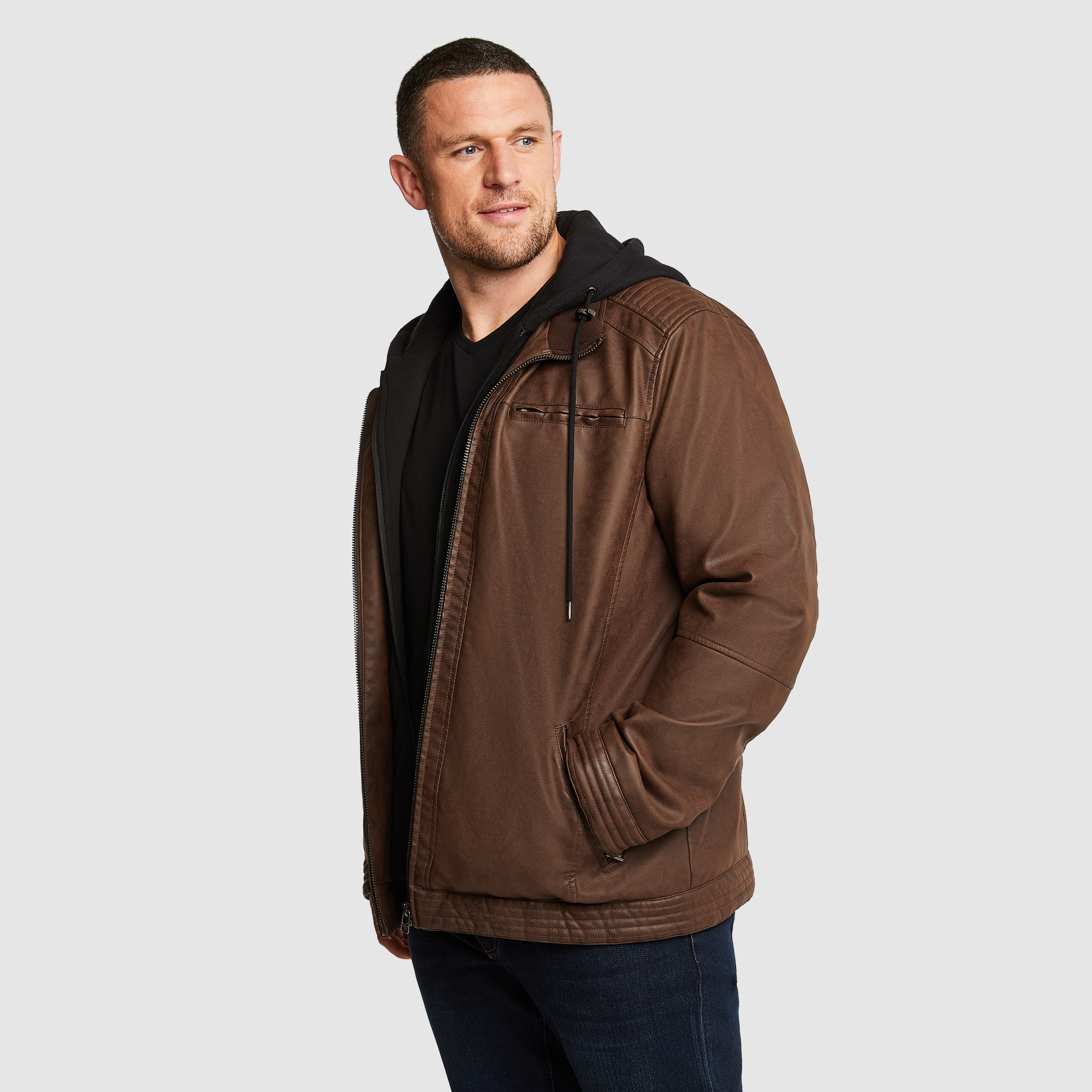 Brown Mark Faux Leather Jacket