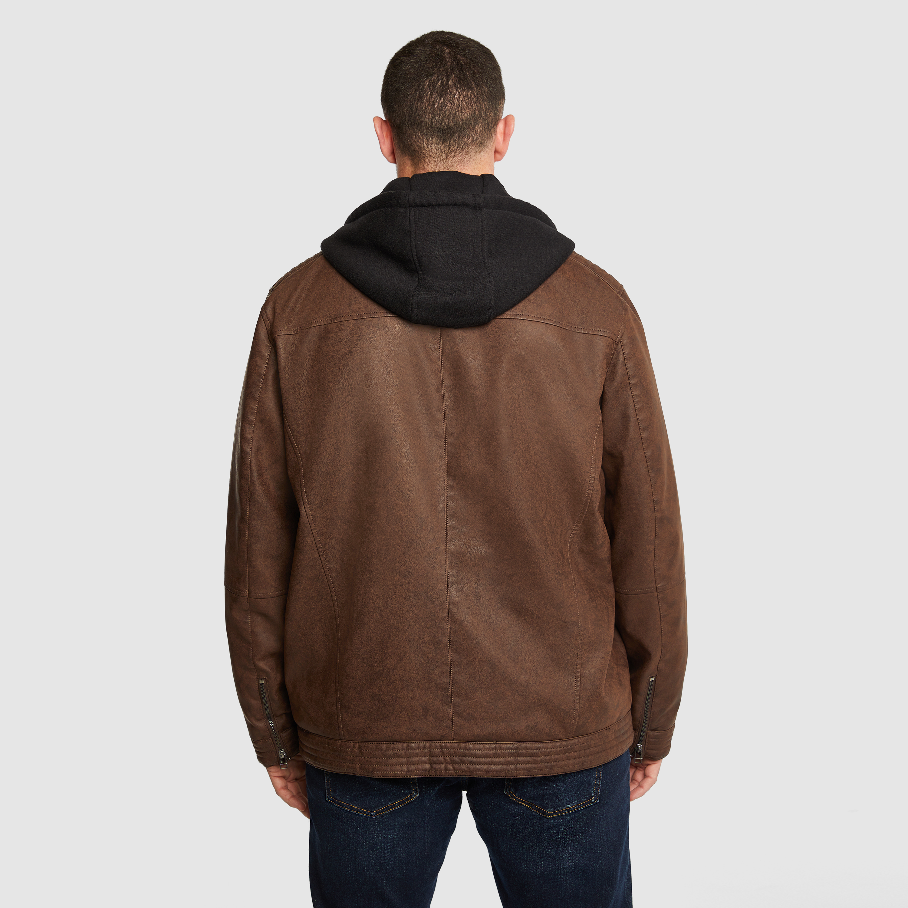 Brown Mark Faux Leather Jacket