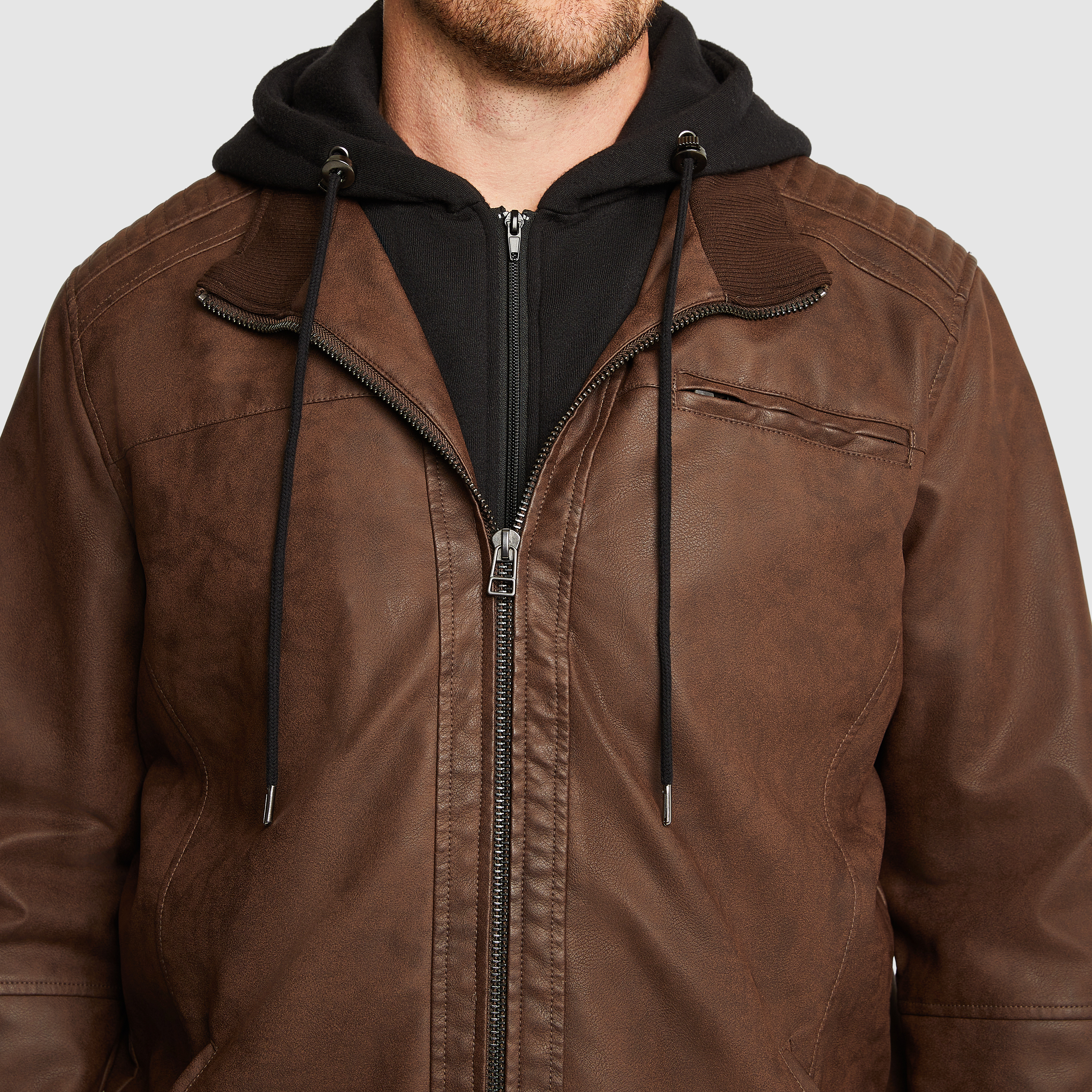 Brown Mark Faux Leather Jacket