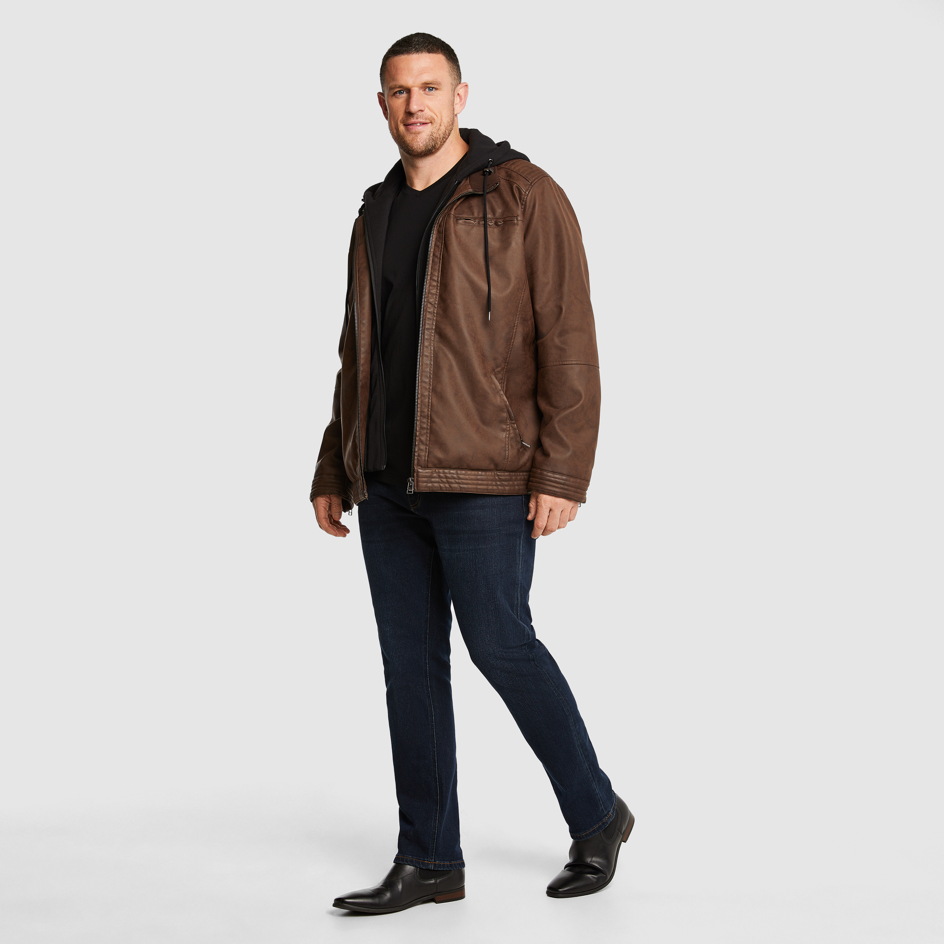 Brown Mark Faux Leather Jacket