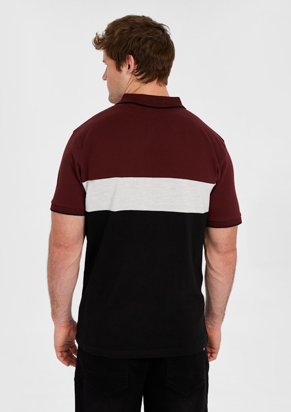 Brown David Colour Block Polo Shirt