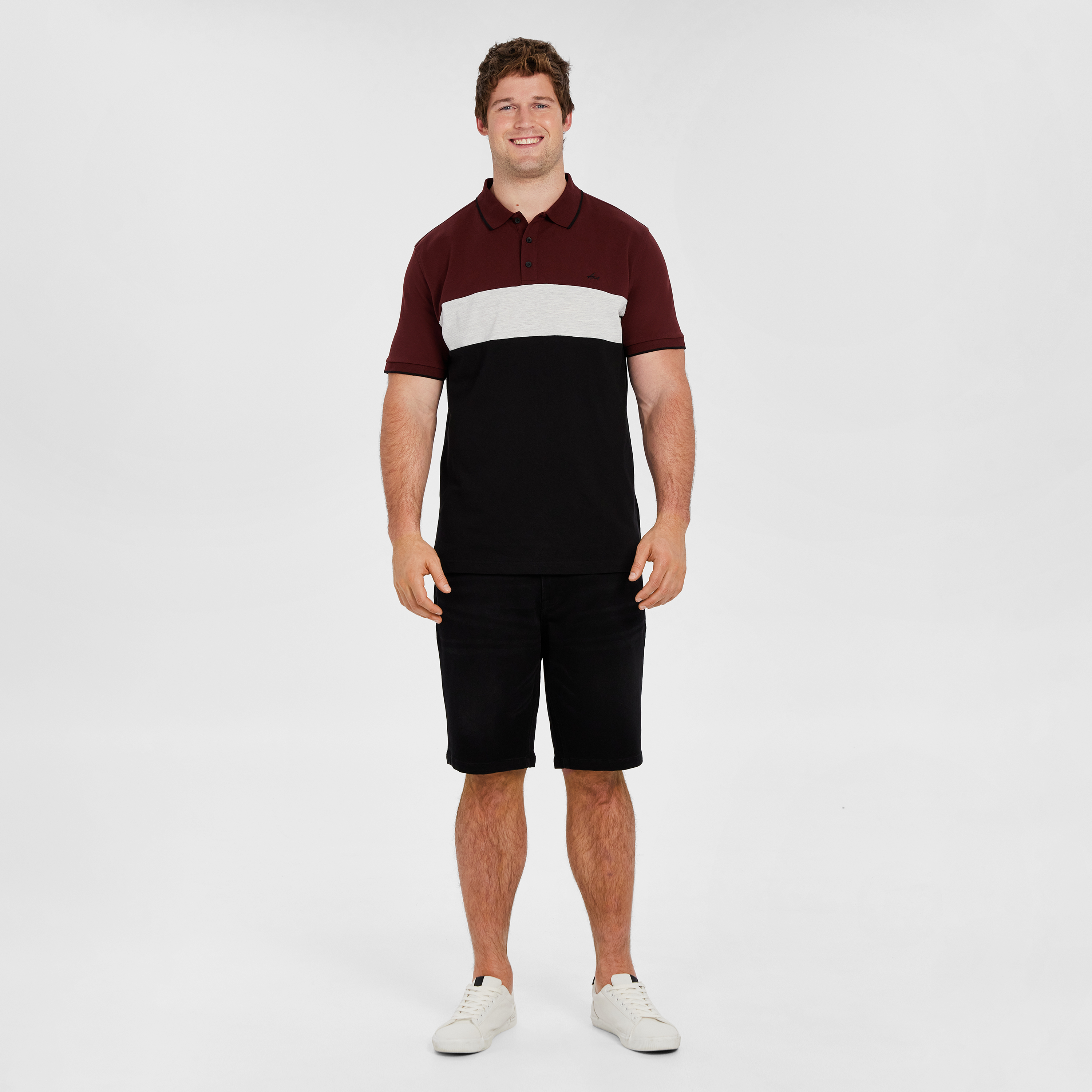 Brown David Colour Block Polo Shirt