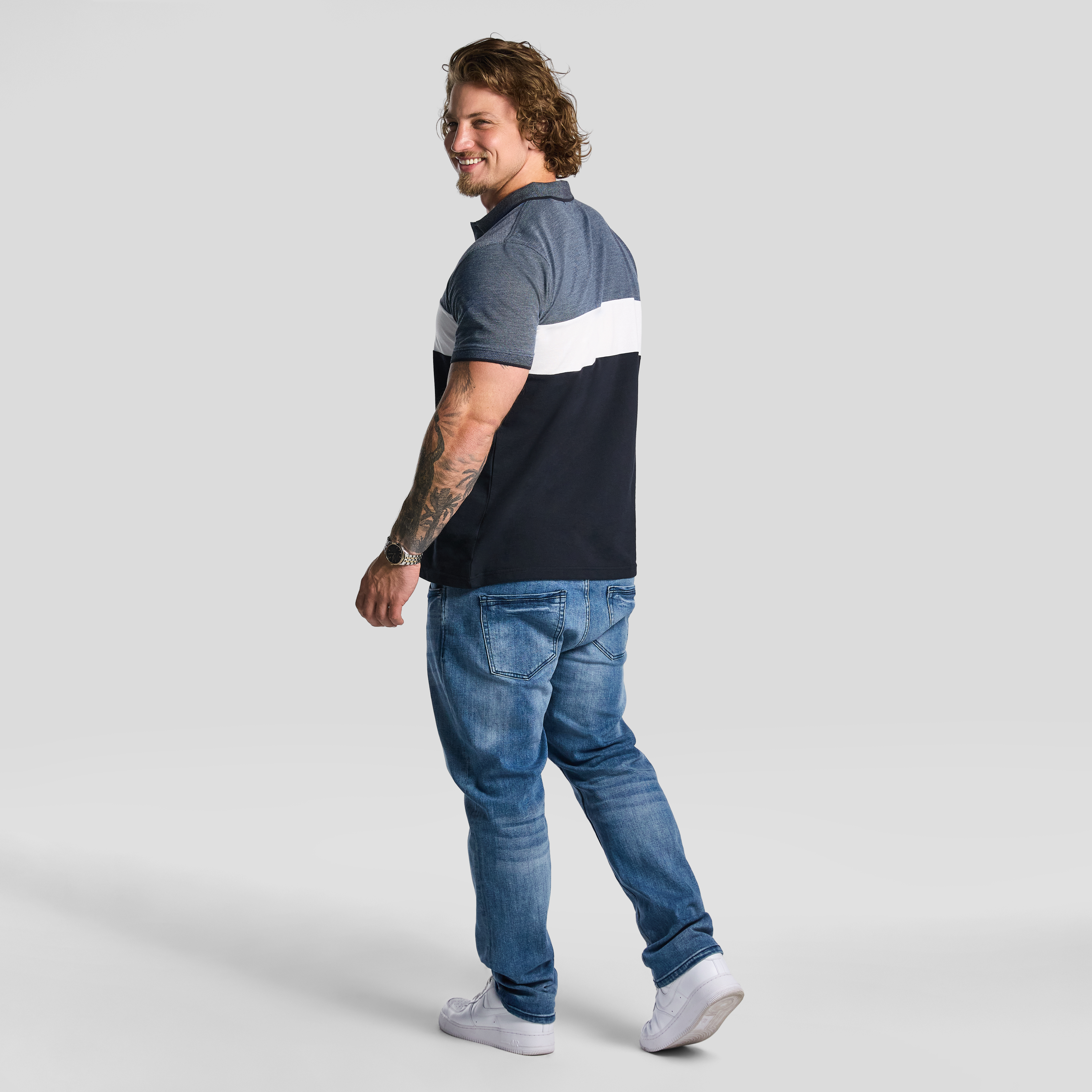 Navy David Colour Block Polo Shirt