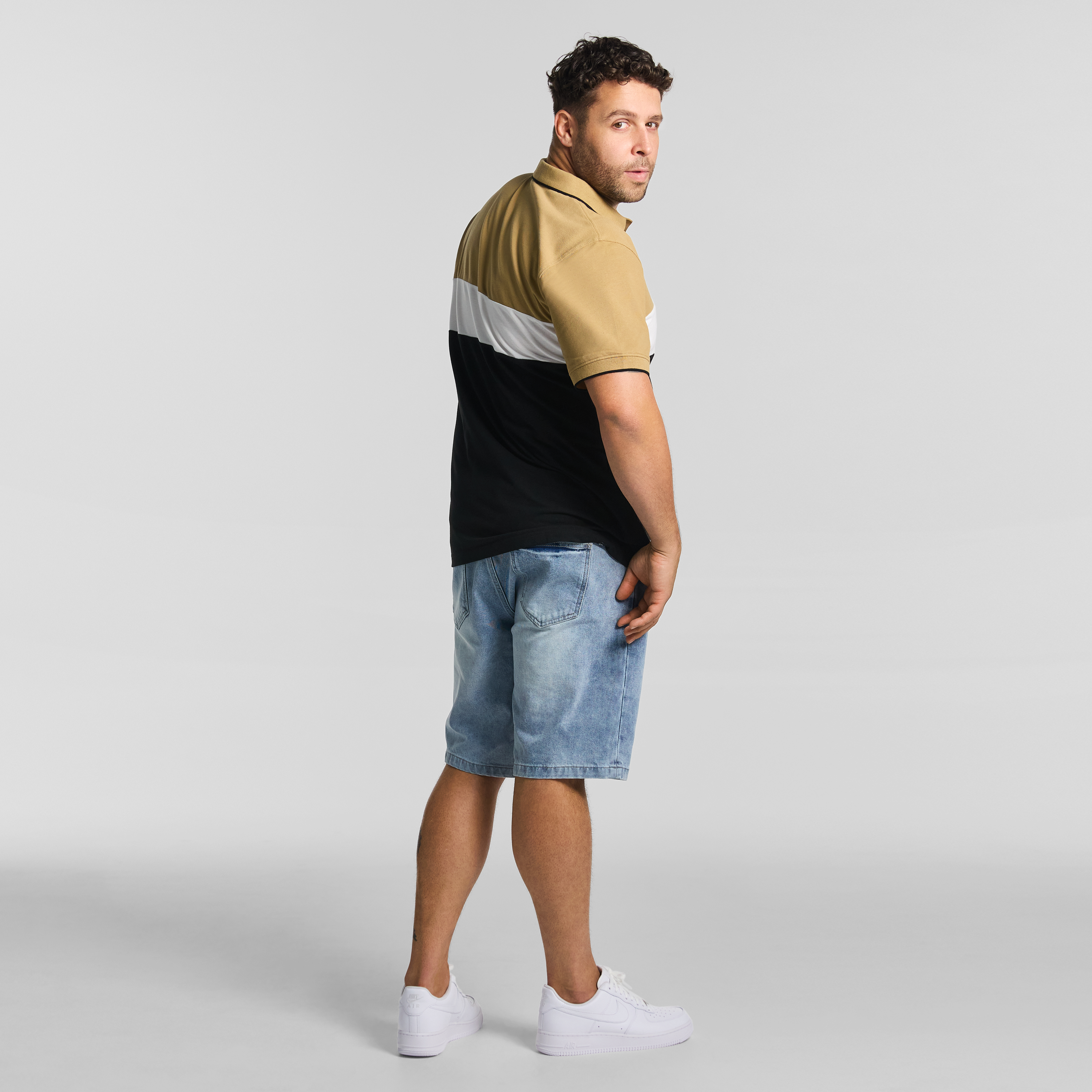 Tan David Colour Block Polo Shirt