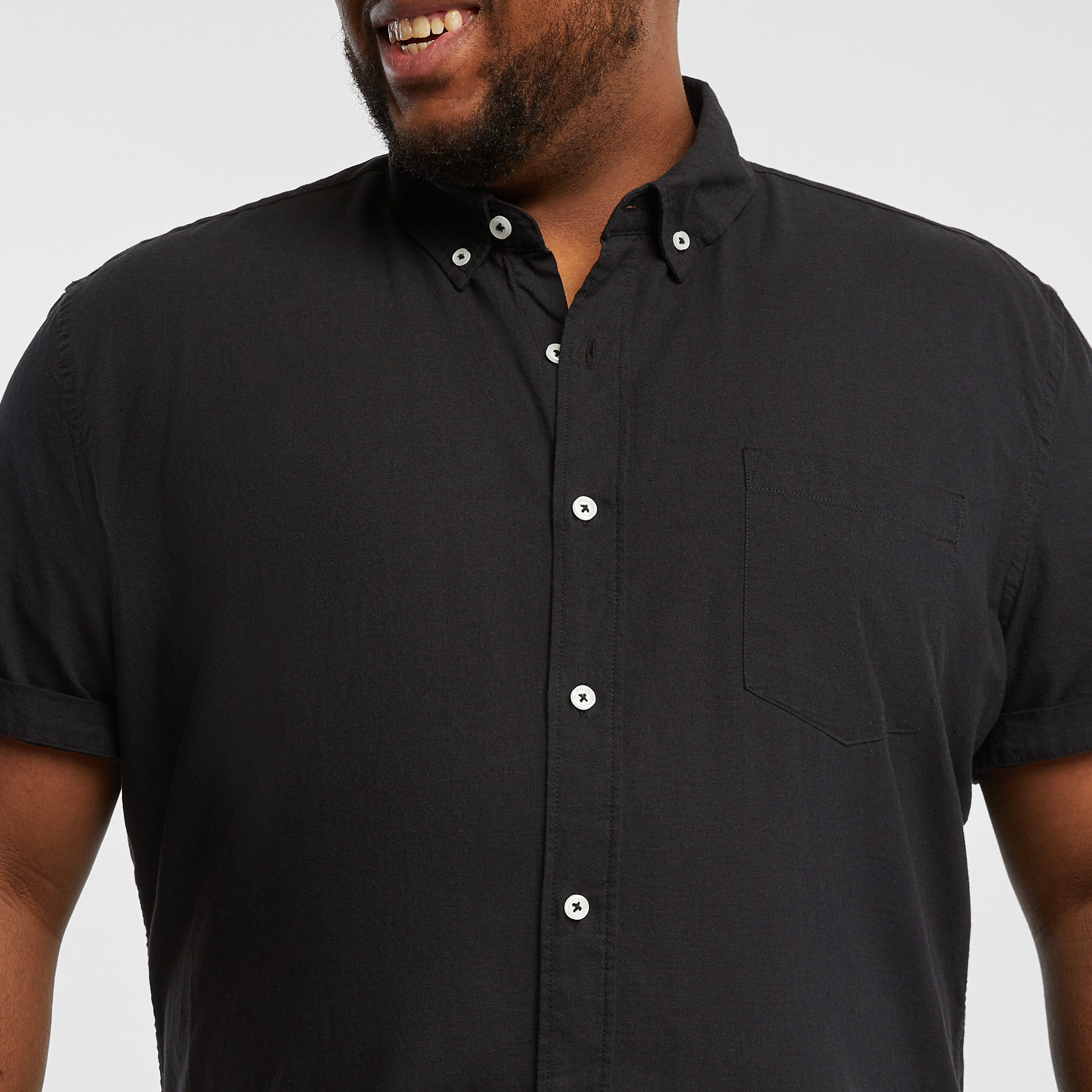 Black Albany Linen Blend Shirt