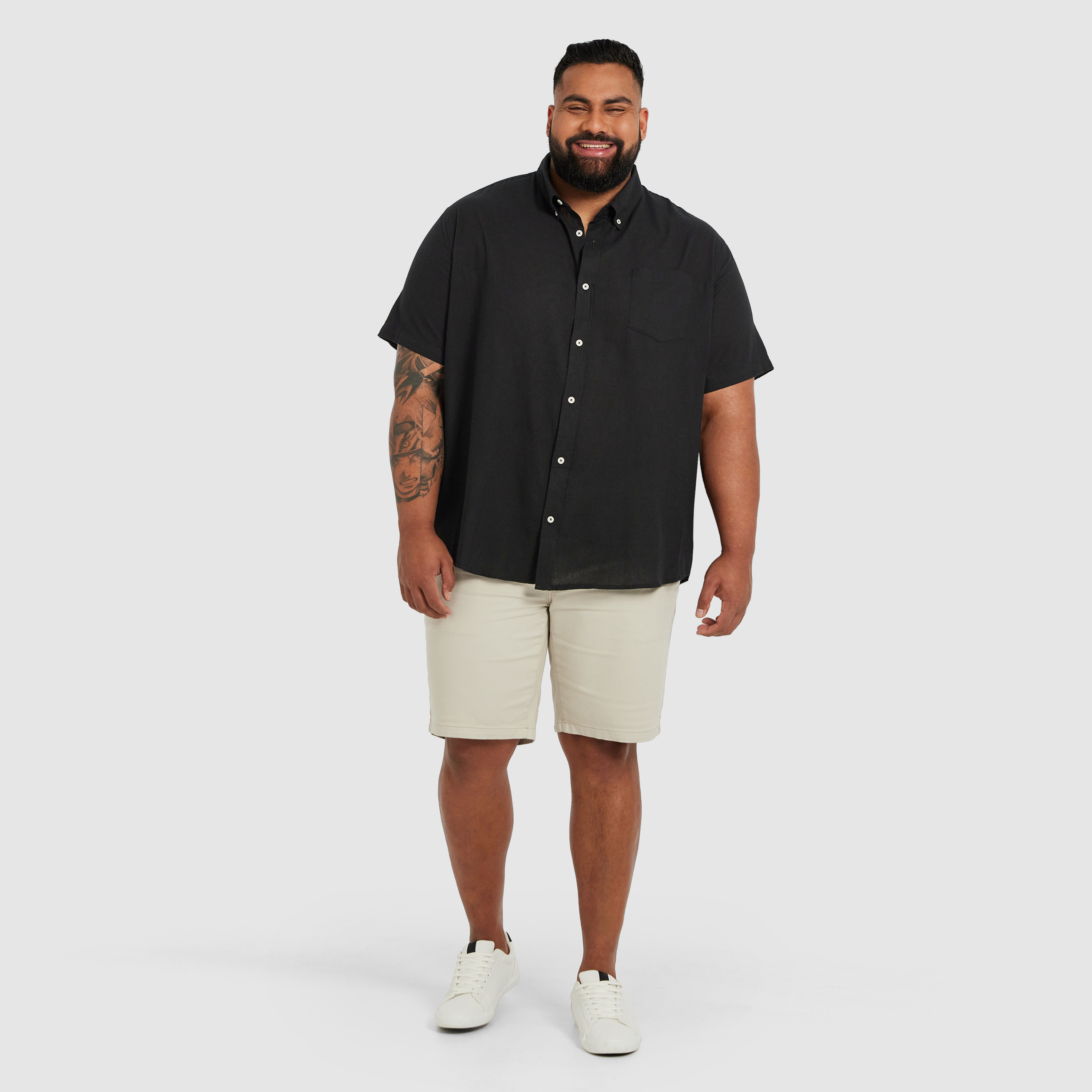 Black Albany Linen Blend Shirt